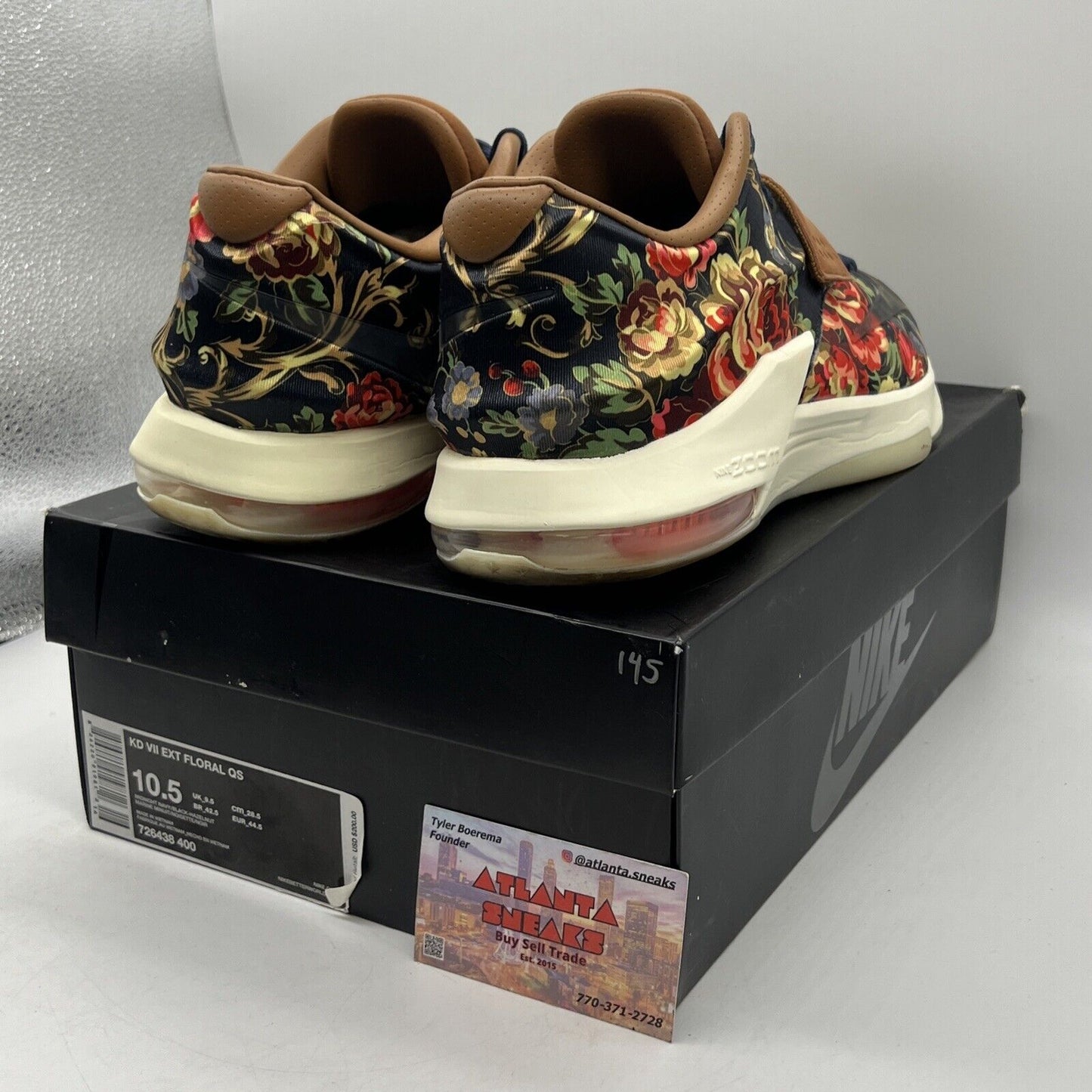 Size 10.5 - Nike KD 7 EXT QS Floral Navy Brown White (726438-400)