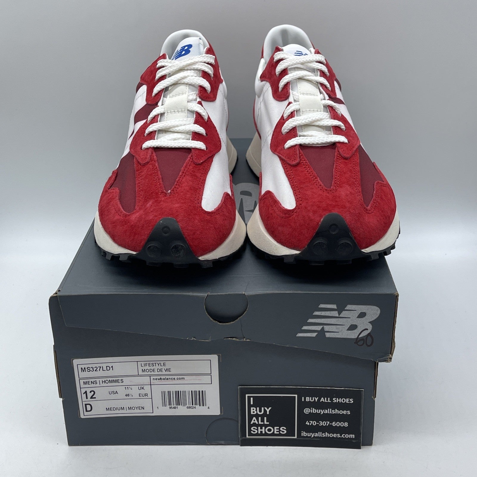 Size 10 - New Balance 327 Scarlet Red White Suede (MS327LD1)