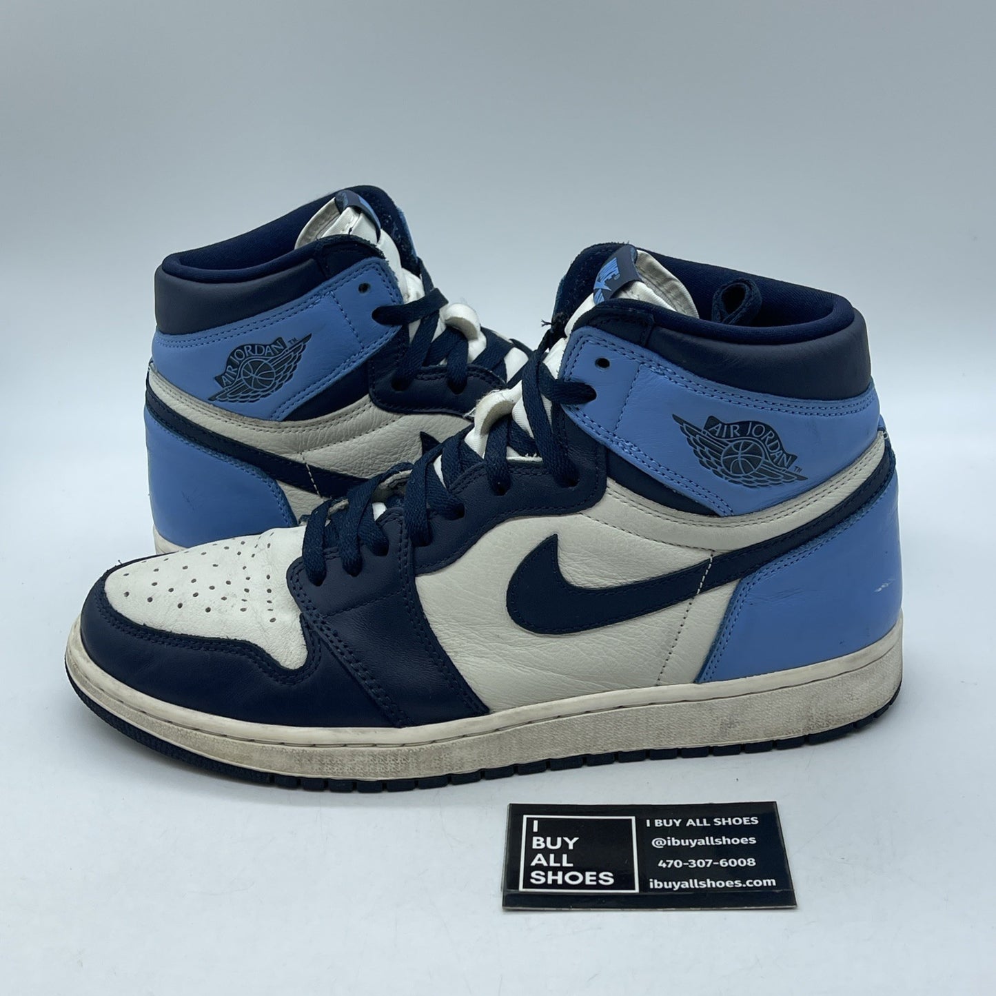 Size 12 - Jordan 1 Retro OG High Obsidian UNC Blue White Leather (555088-140)