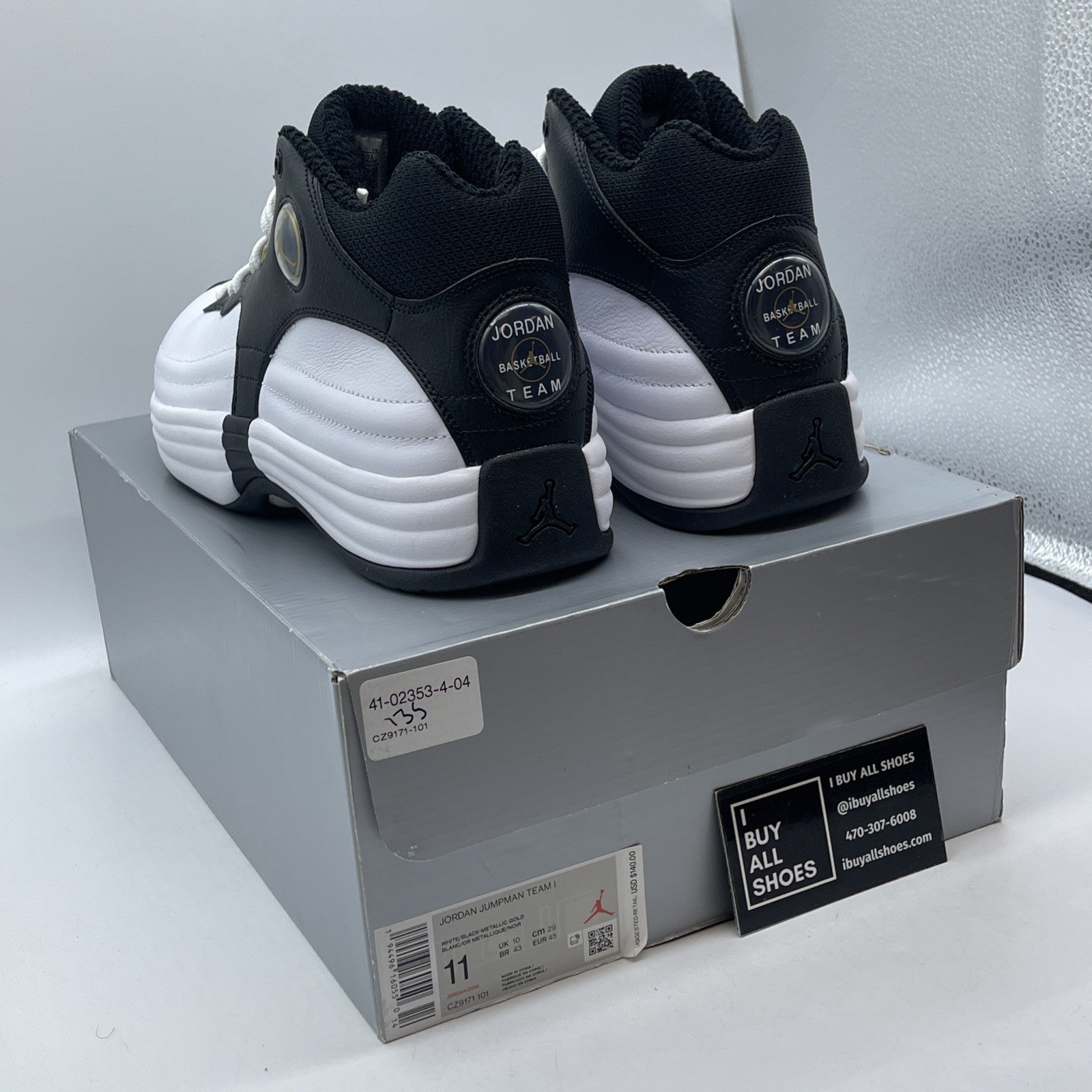 Size 11 - Jordan Jumpman Team 1 White Black Suede Leather (CZ9171-101)