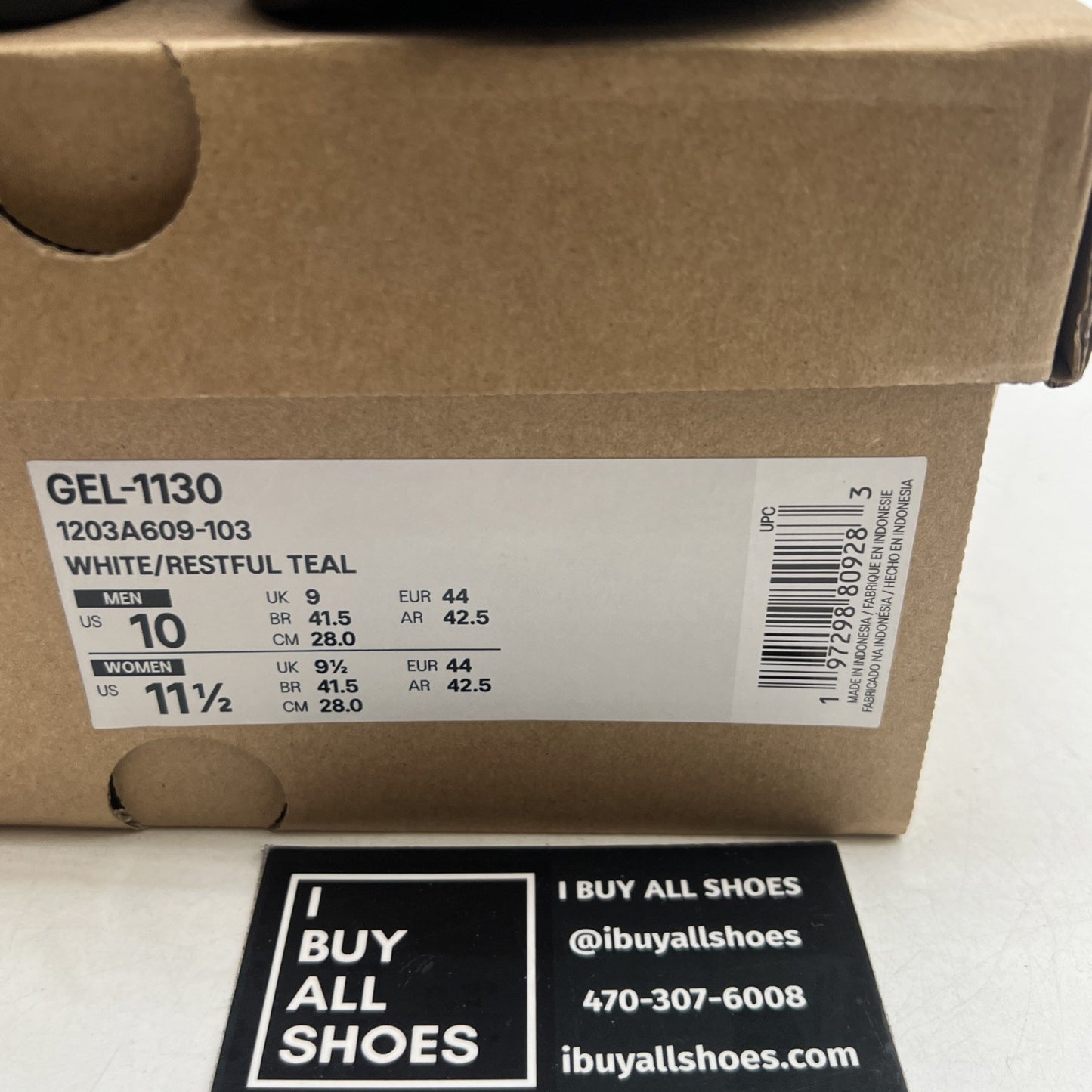 Size 10 - ASICS Gel 1130 White Restful Teal (1203A609-103)