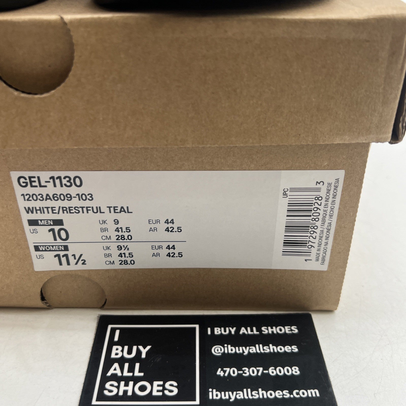Size 10 - ASICS Gel 1130 White Restful Teal (1203A609-103)