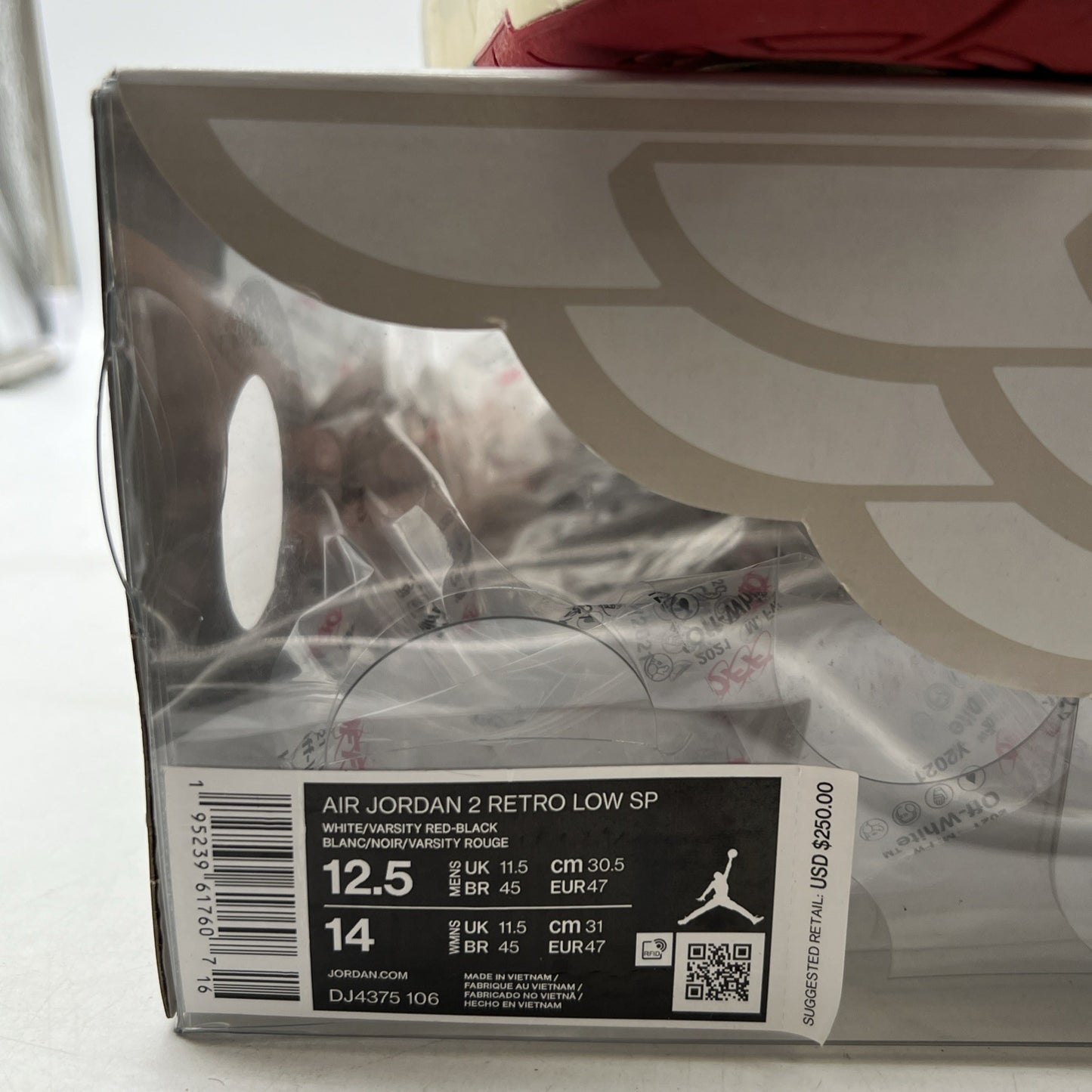 Size 12.5 - Air Jordan 2 Retro Low SP Off-White Varsity Red 2021 (DJ4375-106)