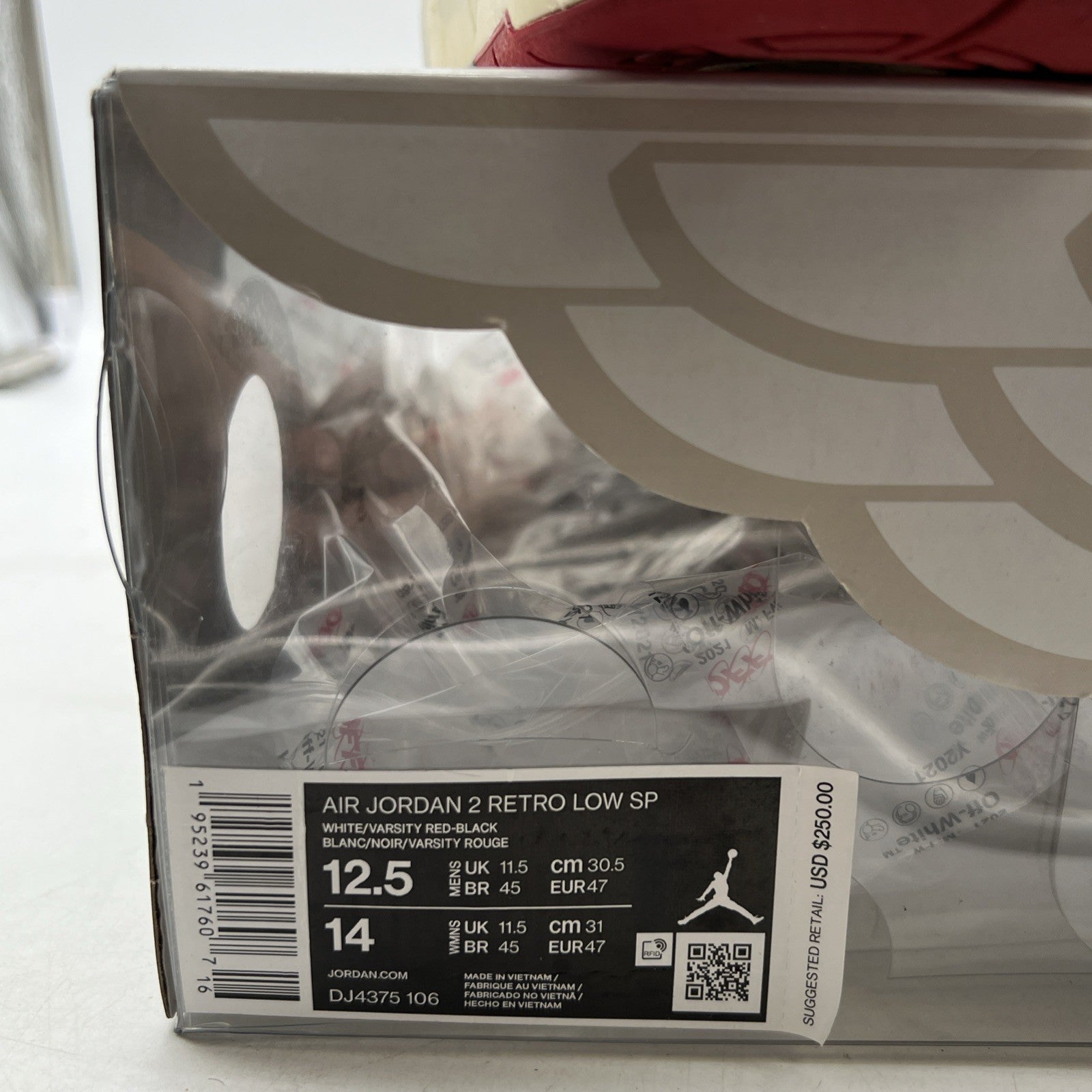 Size 12.5 - Air Jordan 2 Retro Low SP Off-White Varsity Red 2021 (DJ4375-106)