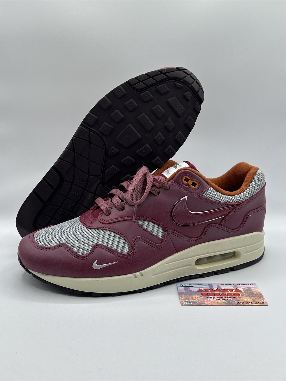 Size 11.5 - Nike Max 1 Patta Waves Metallic Silver/Rush Maroon