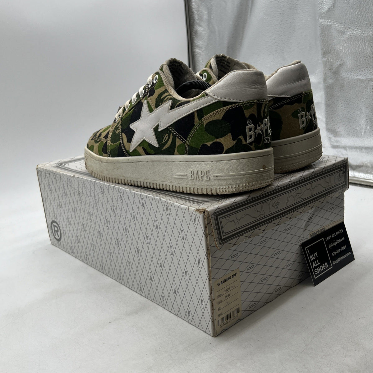 Size 10 - A Bathing Ape Bapesta Low ABC Camo - Green (1H30191011)