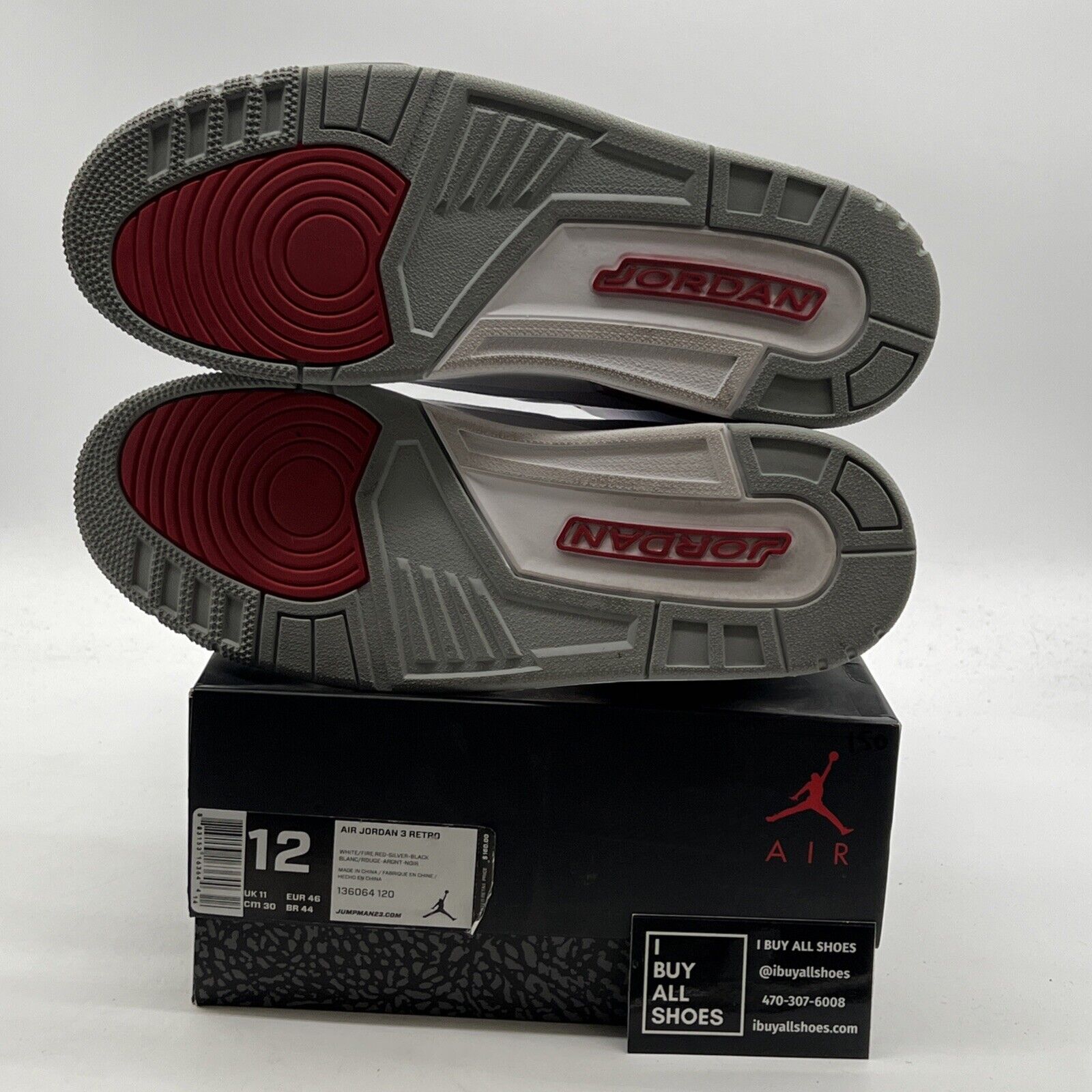 Size 12 - Air Jordan 3 Retro 2013 Fire Red (136064-120)