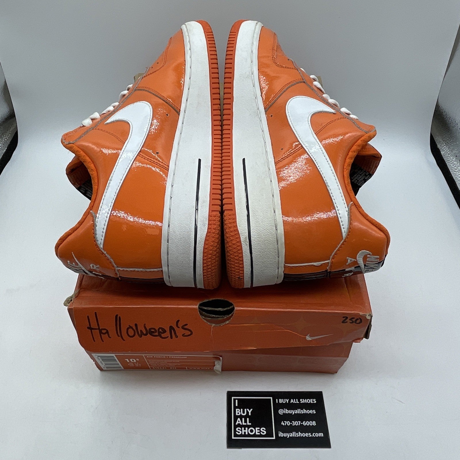 Size 10.5 - Nike Air Force 1 Premium Halloween Orange Black (313641-011)