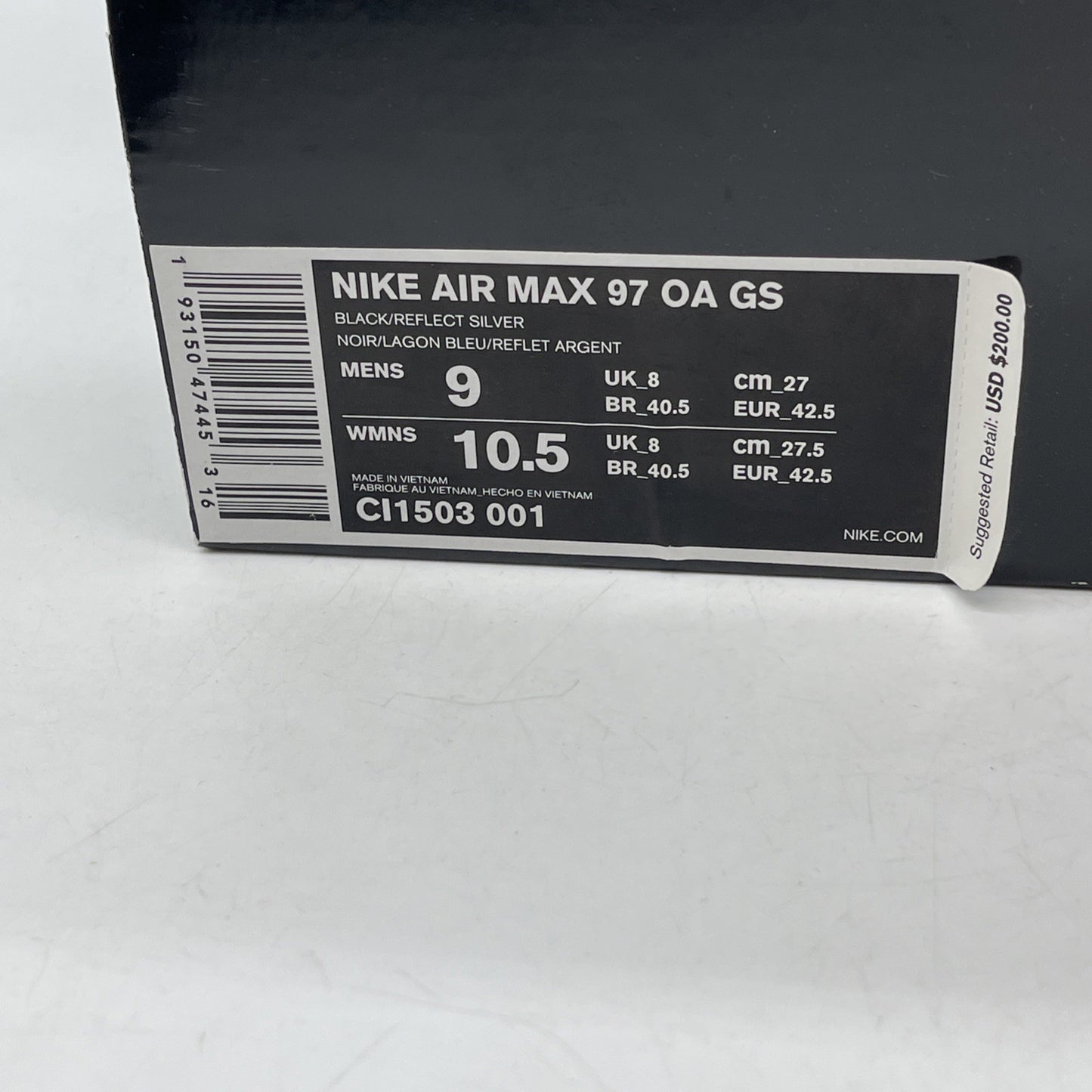 Size 9 - Nike Air Max 97 On Air: Neon Seoul Black Leather (CI1503-001)