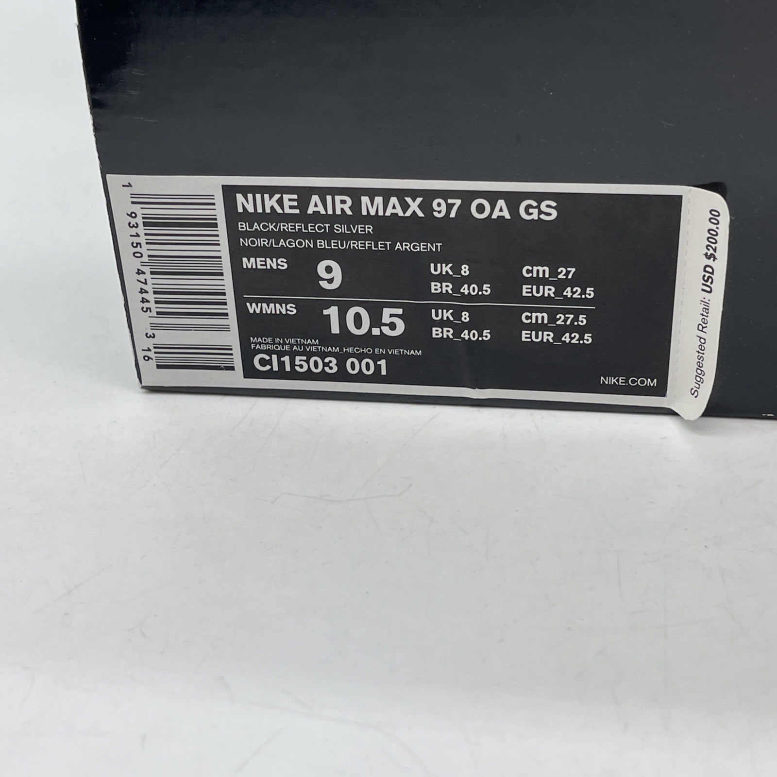 Size 9 - Nike Air Max 97 On Air: Neon Seoul Black Leather (CI1503-001)