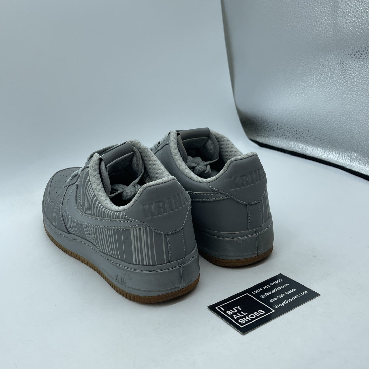 Size 9.5 - Nike Air Force 1 Supreme Low Krink Grey Leather Suede (318985-002)