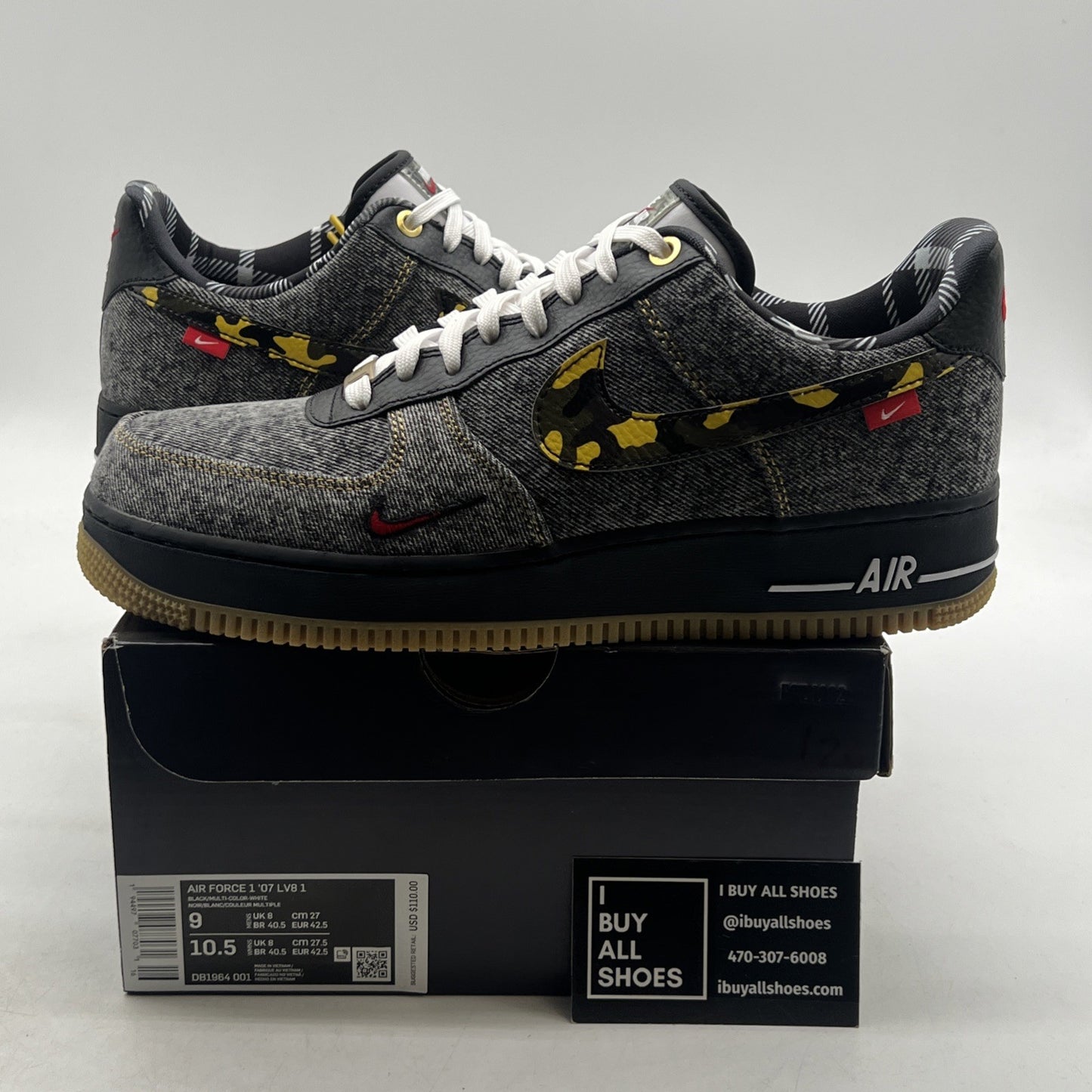 Size 9 - Nike Air Force 1 Low Camo Denim Remix (DB1964-001)