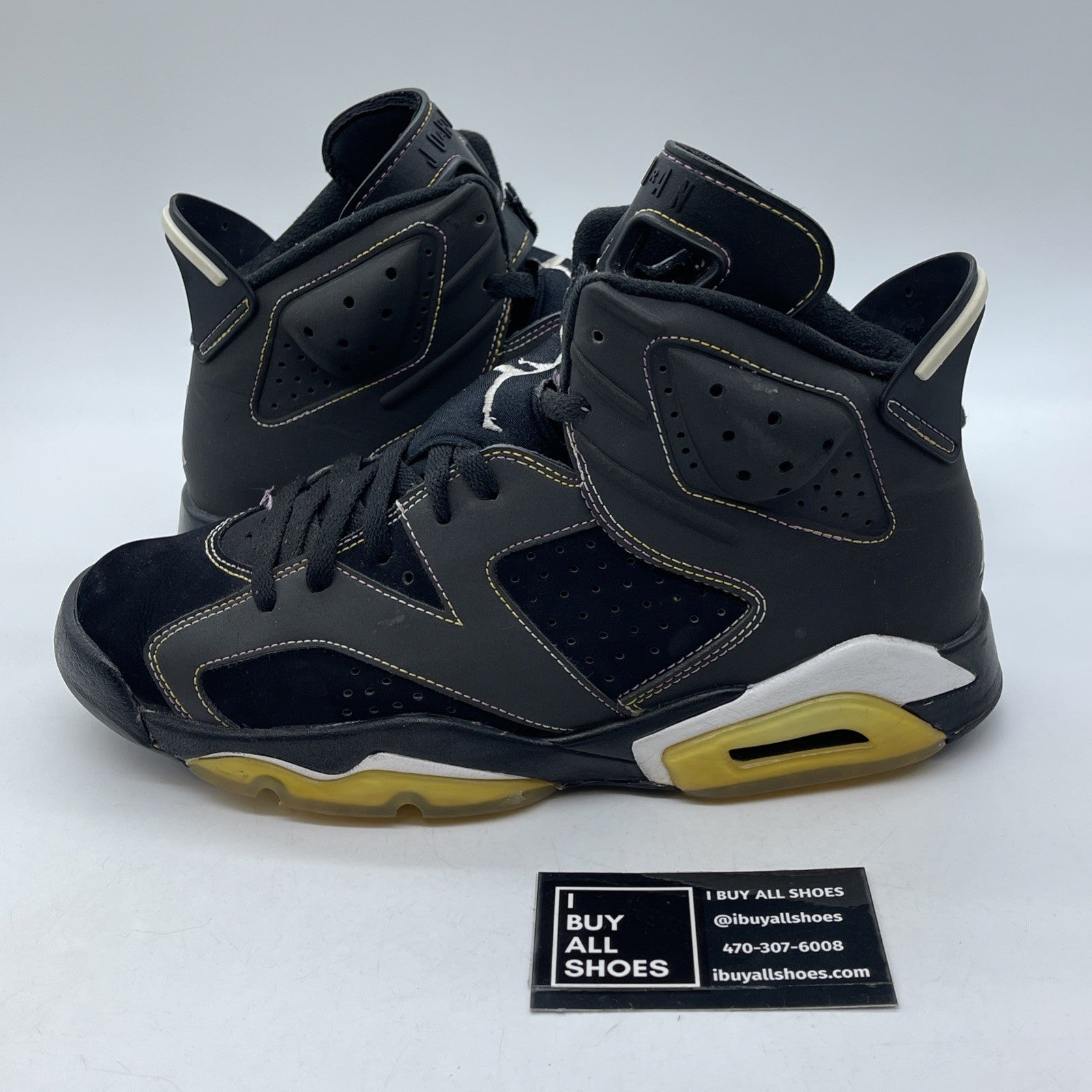 Size 9 - Air Jordan 6 Retro Lakers Black Grey Suede Leather (384664-002)