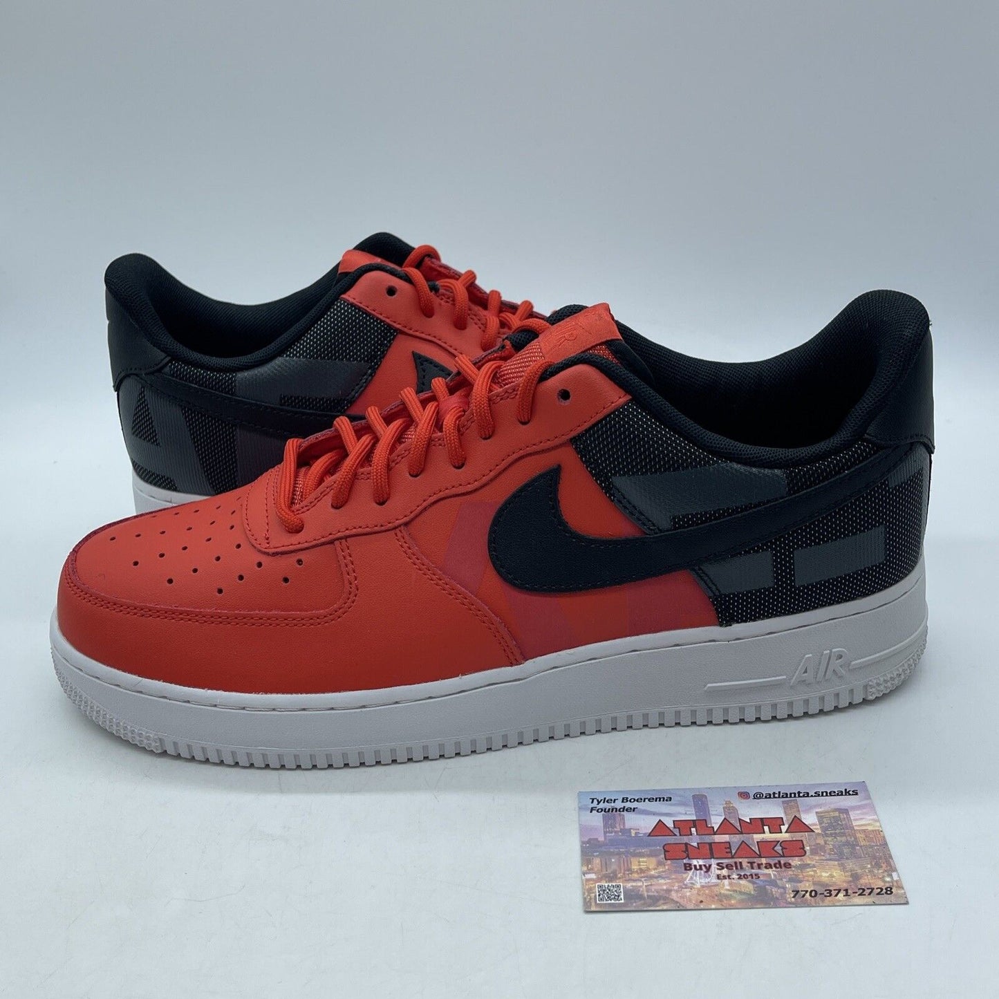 Size 11.5 - Nike Air Force 1 '07 Low Habanero Red Black Leather (AV8362-600)