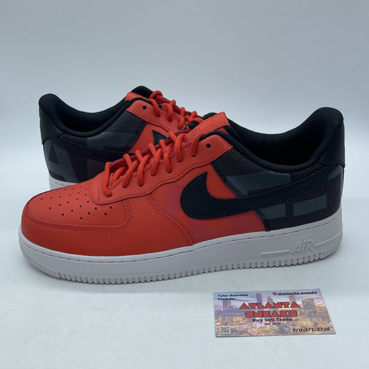 Size 11.5 - Nike Air Force 1 '07 Low Habanero Red Black Leather (AV8362-600)