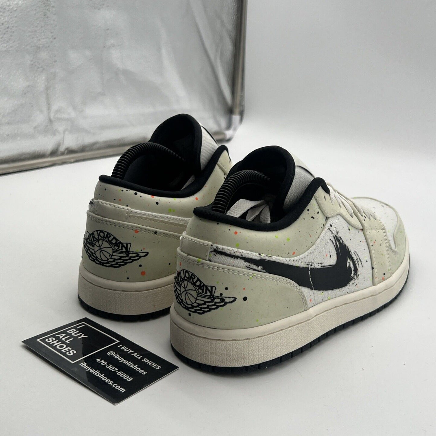 Size 8 - Air Jordan 1 Low Brushstroke Swoosh - Paint Splatter (DM3528-100)