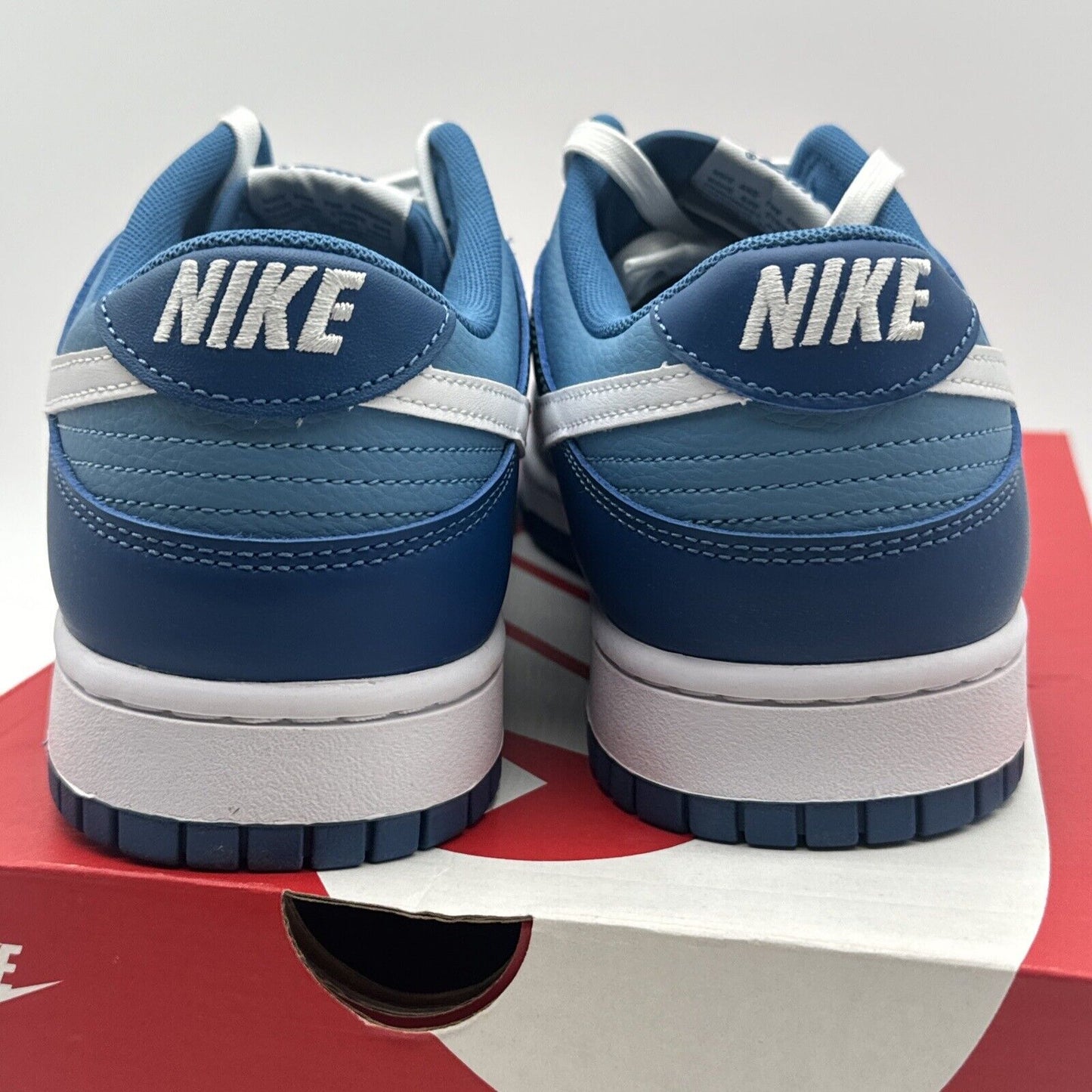 Size 12.5 - Nike Dunk Low Dark Marina Blue 2021 Navy Unc White Leather OG All Bo