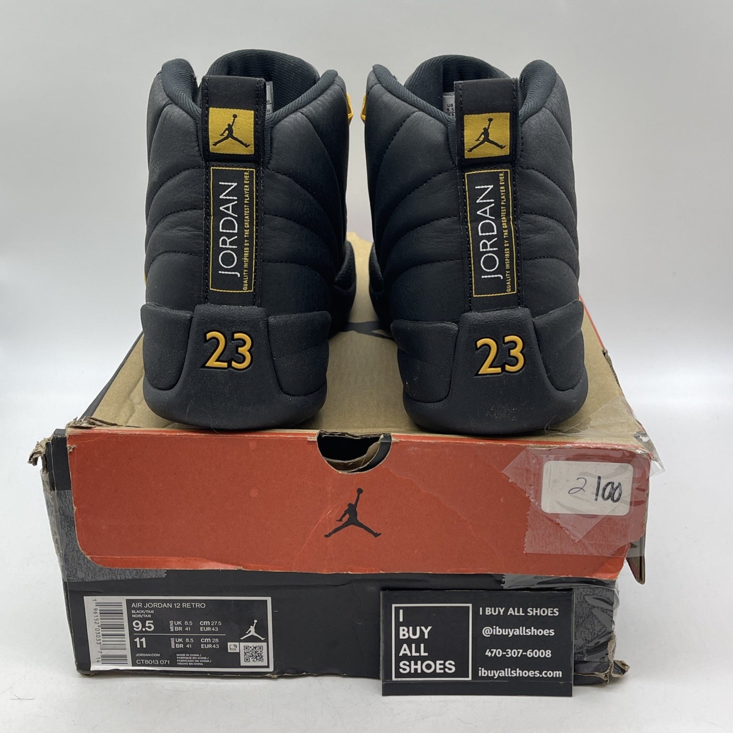 Size 9.5 - Air Jordan 12 Retro Mid Black Taxi (CT8013-071)