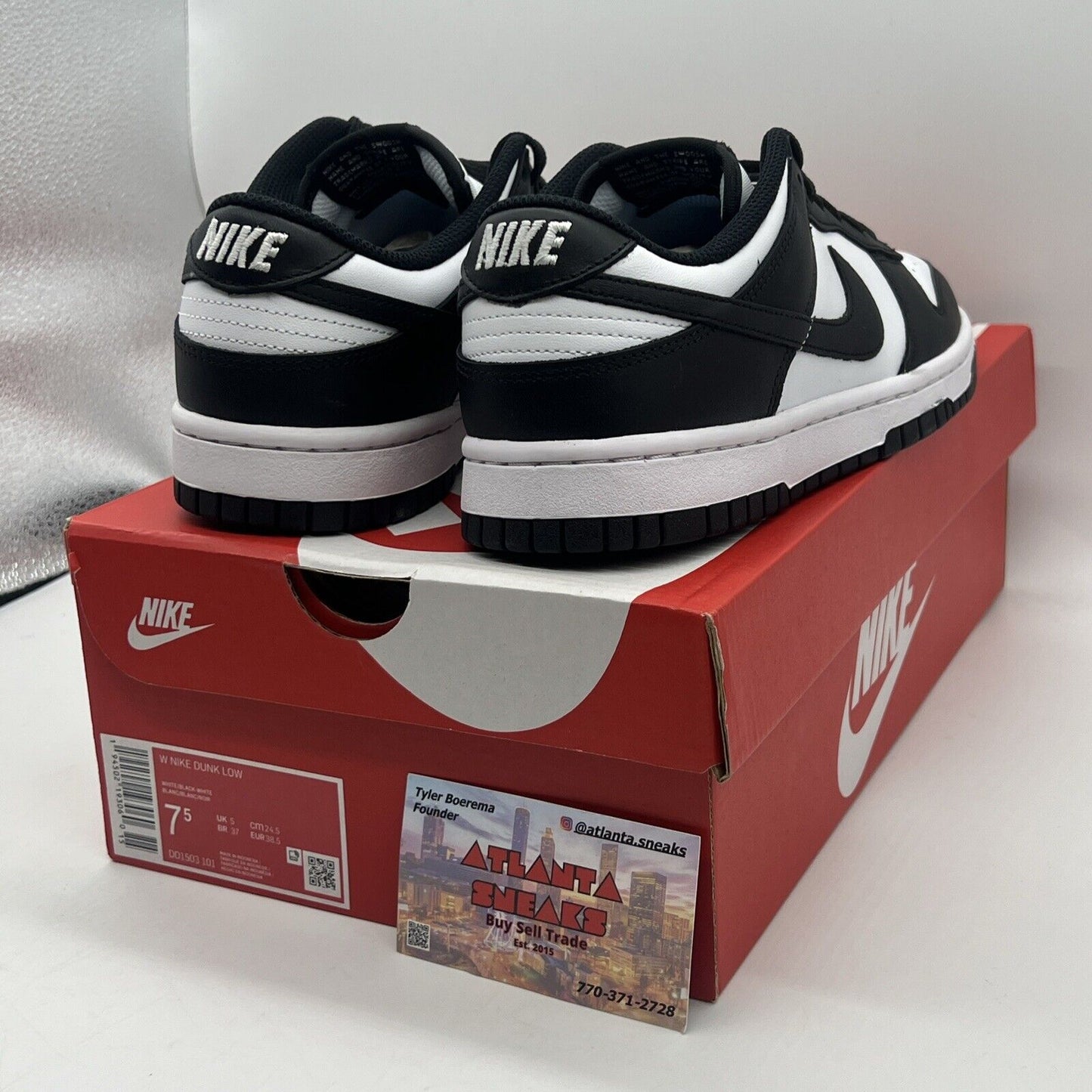 Size 7.5 - Nike Dunk Low Black White W Brand New Og All