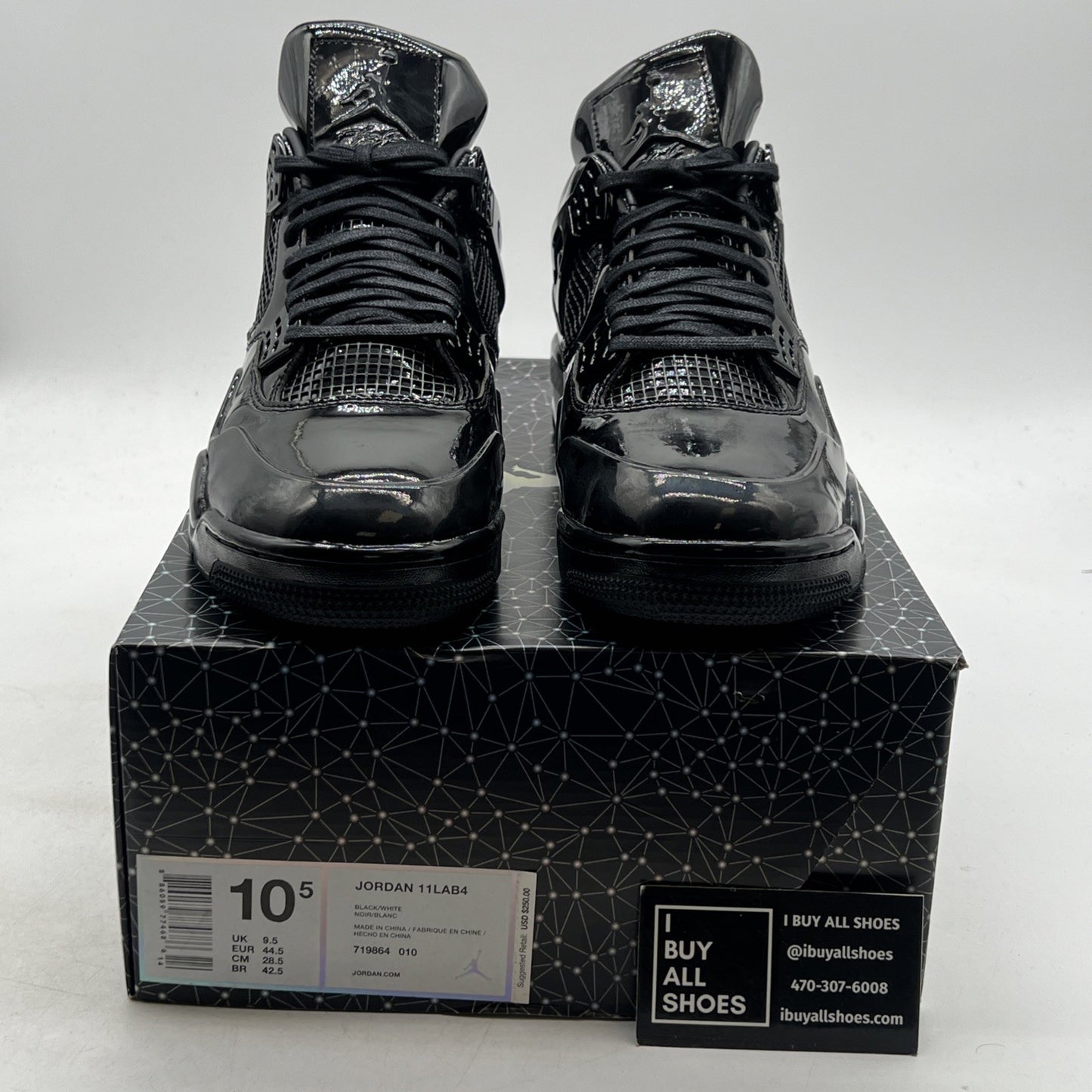 Size 10.5 - Air Jordan 4 Retro 11Lab4 - Black (719864-010)