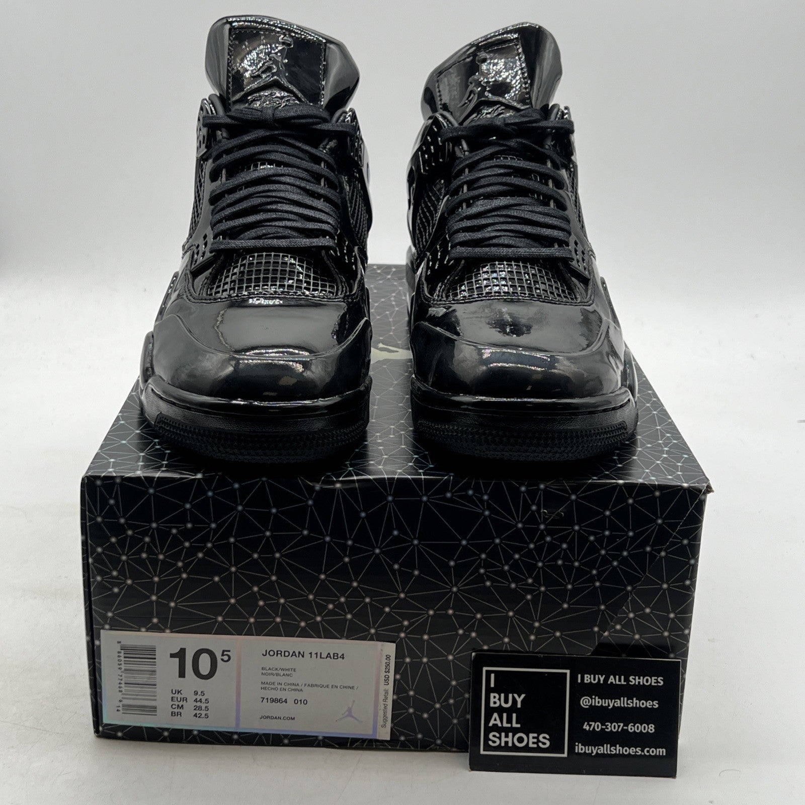 Size 10.5 - Air Jordan 4 Retro 11Lab4 - Black (719864-010)