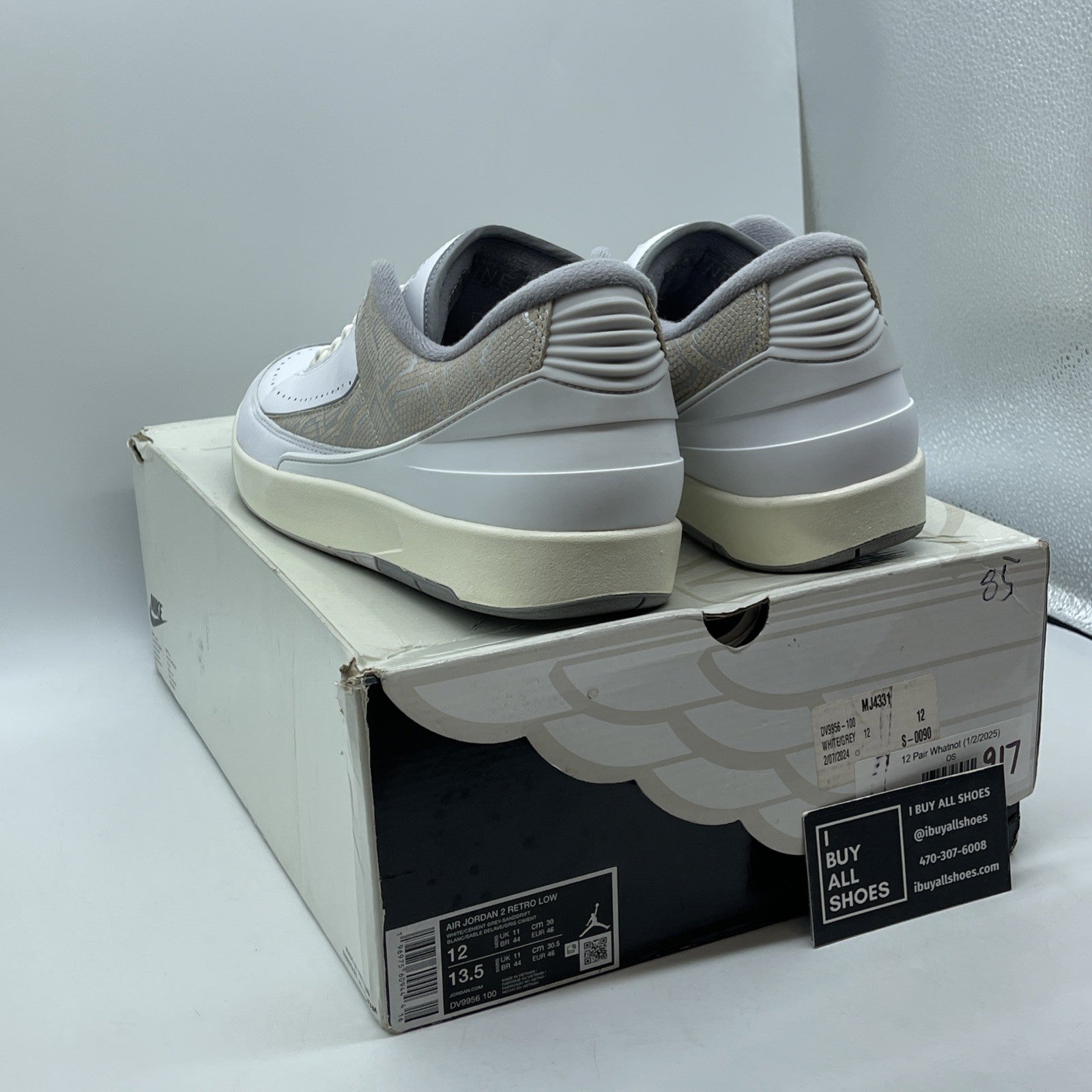 Size 12 - Air Jordan 2 Retro Low Python Grey Brown Suede Leather (DV9956-100)