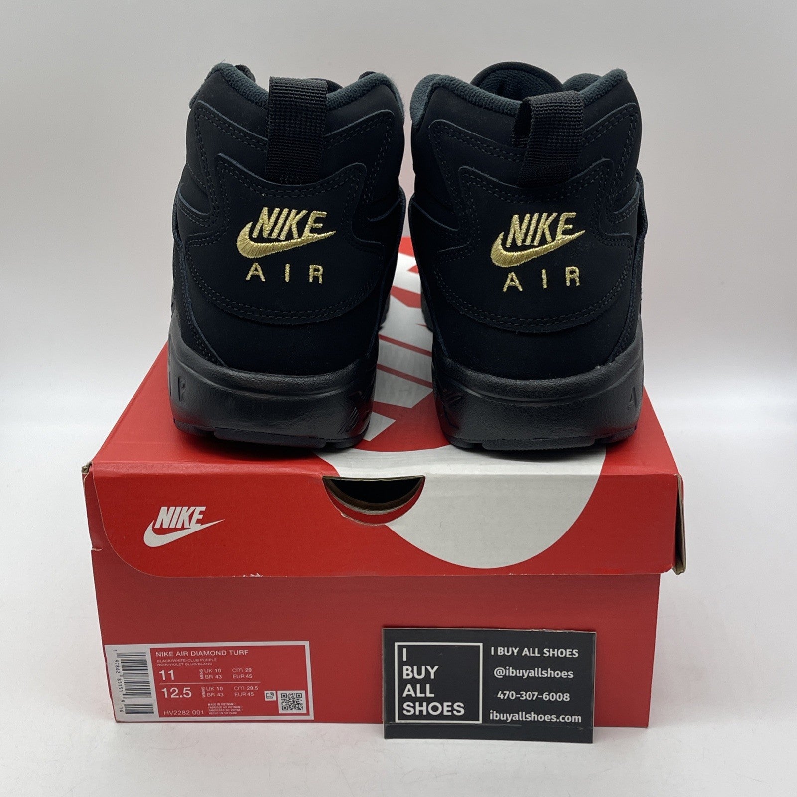 Size 11 - Nike Air Diamond Turf 2025 Ravens Black Gold Suede (HV2282-001)