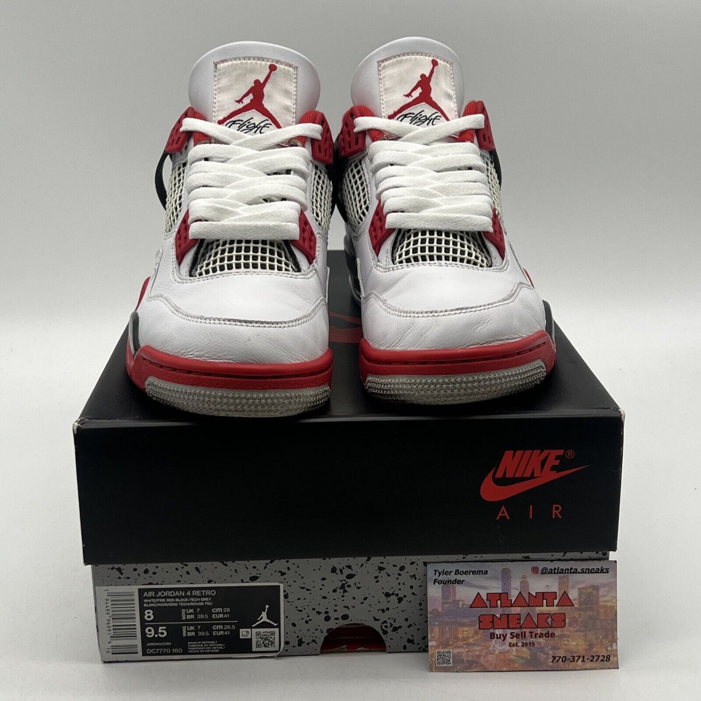 Size 8 - Jordan 4 Retro OG Mid Fire Red White Black Leather (DC7770-160)