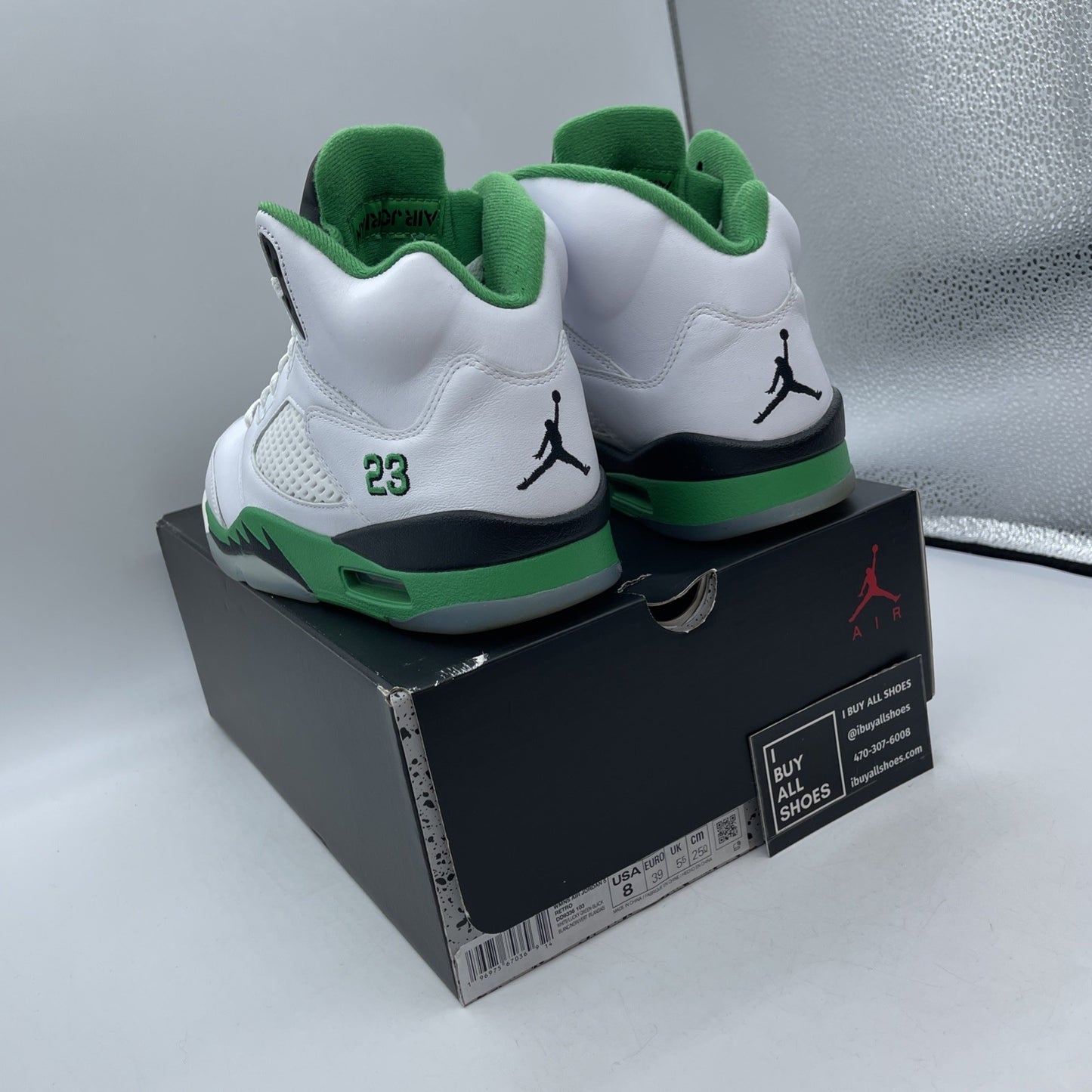 Size 8W - Air Jordan 5 Retro Lucky Green Black White Leather (DD9336-103)
