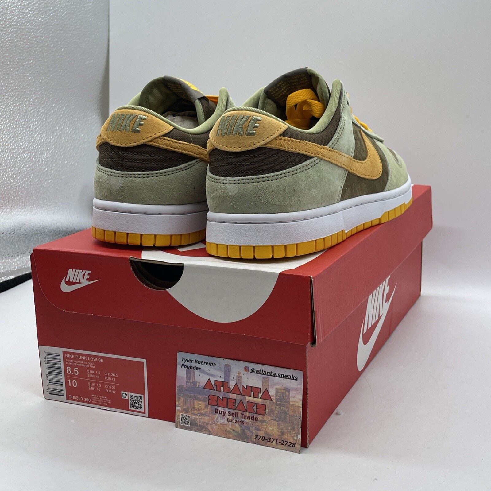 Size 8.5 - Nike Dunk Low Dusty Olive Brown Yellow Suede (DH5360-300)