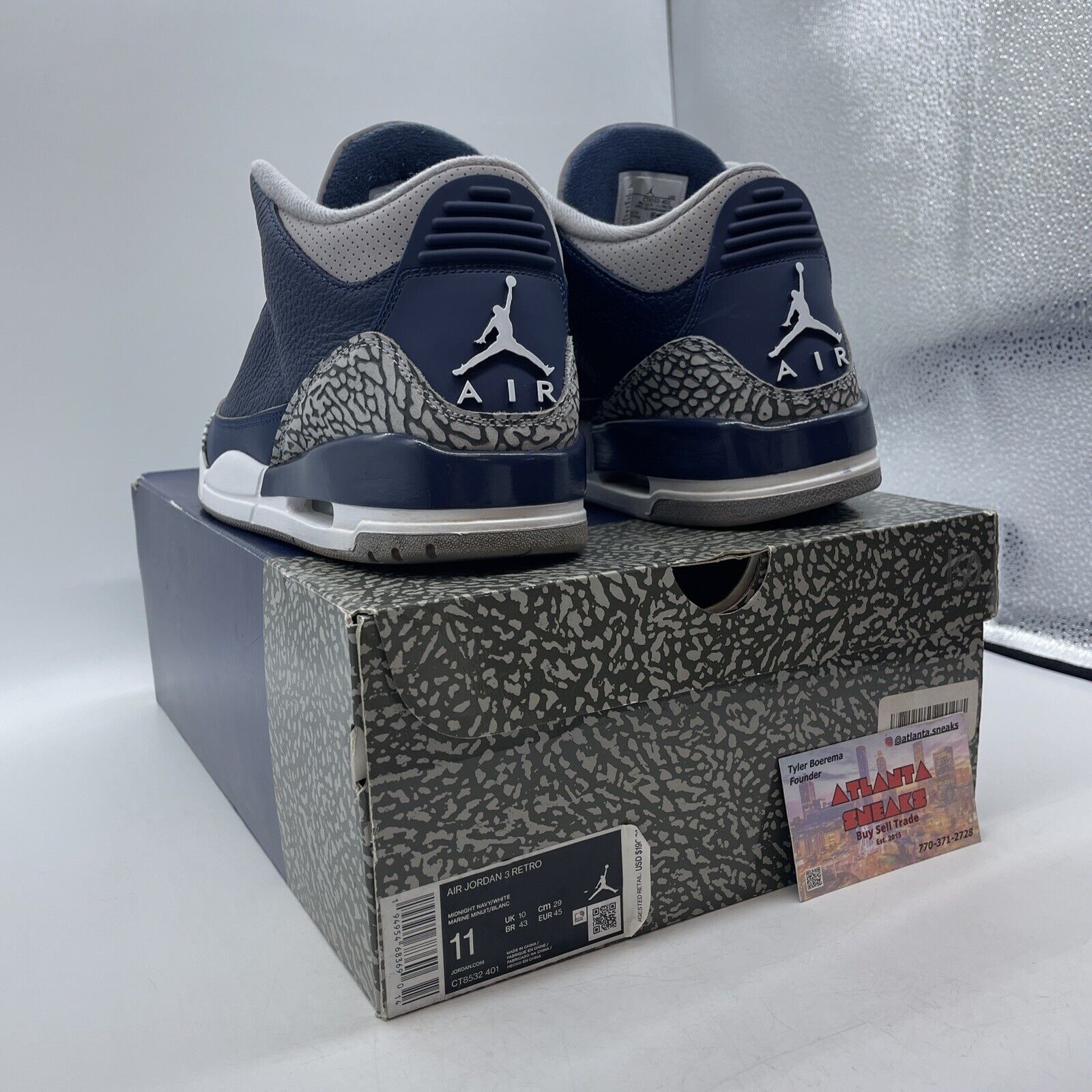 Size 11 - Jordan 3 Retro Blue Grey White Leather Suede (CT8532-401)