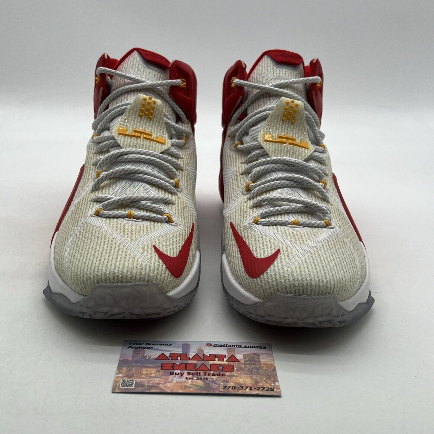 Size 9.5 - Nike LeBron 12 iD Unlocked Red/Yellow/White (799181-981)