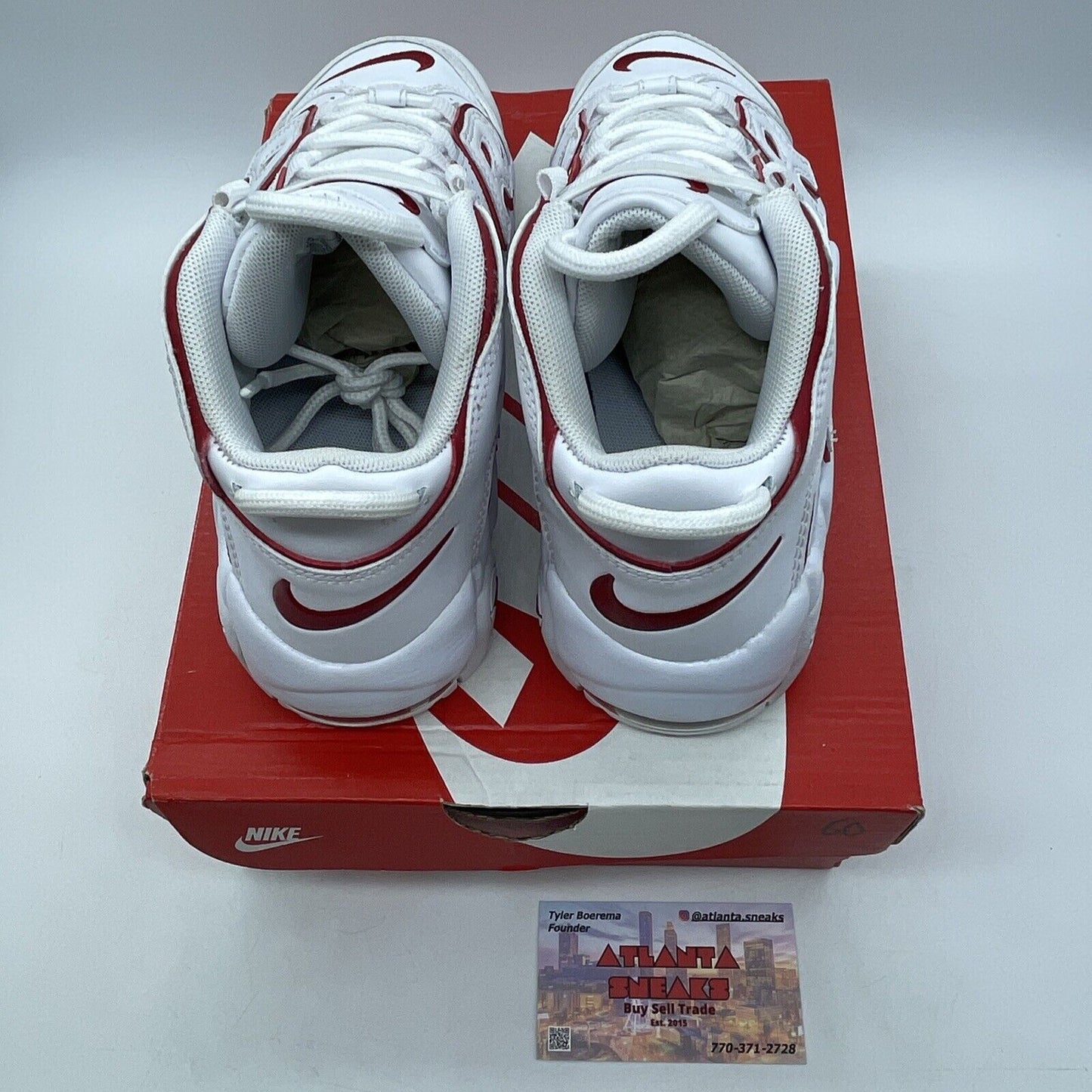 Size 3Y - Nike Air More Uptempo Mid White Varsity Red White Leather (DJ5989-100)