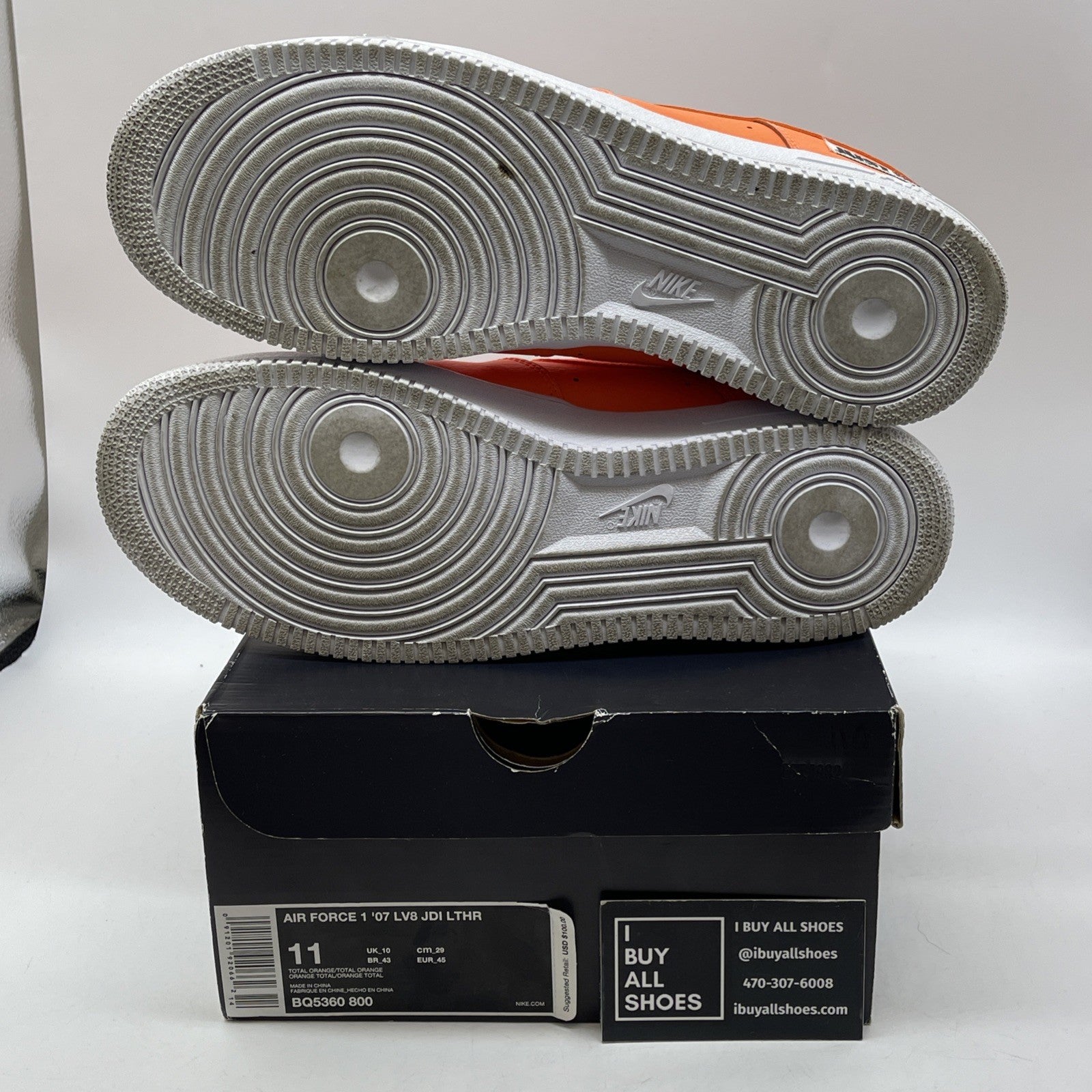 Size 11 - Nike Air Force 1 Low Total Orange White Leather (BQ5360-800)