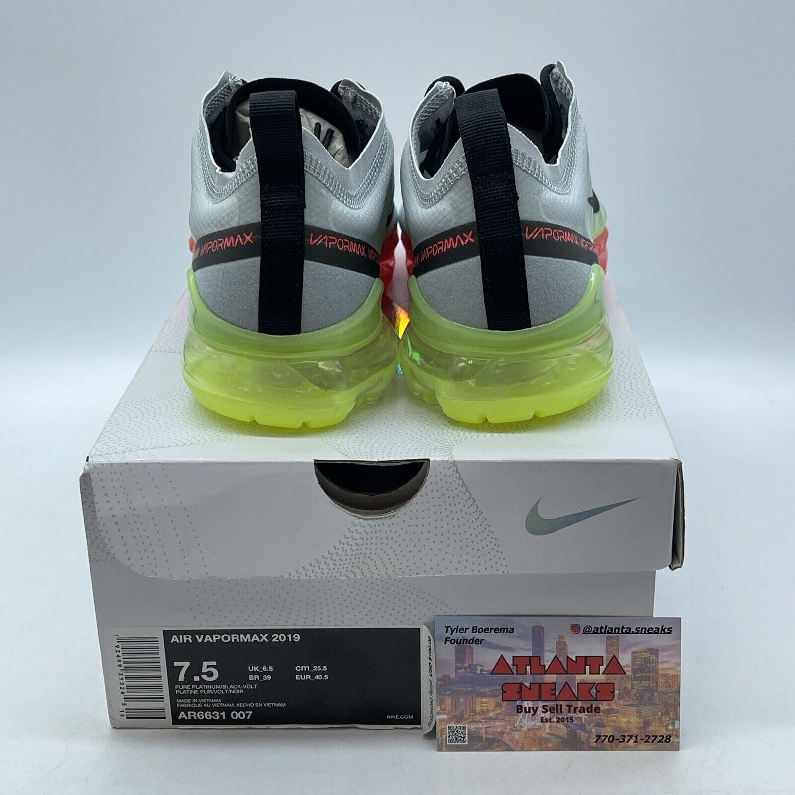 Size 7.5 - Nike Air VaporMax 2019 Neon Collection Grey Black Pink (AR6631-007)