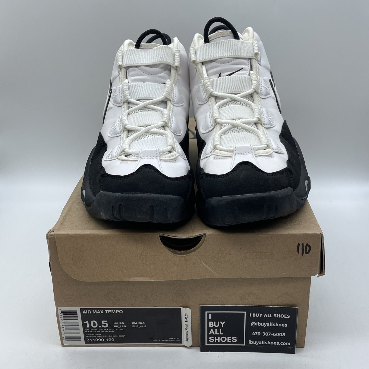 Size 10.5 - Nike Air Max Tempo 2011 White Black Teal Suede Leather (311090-100)
