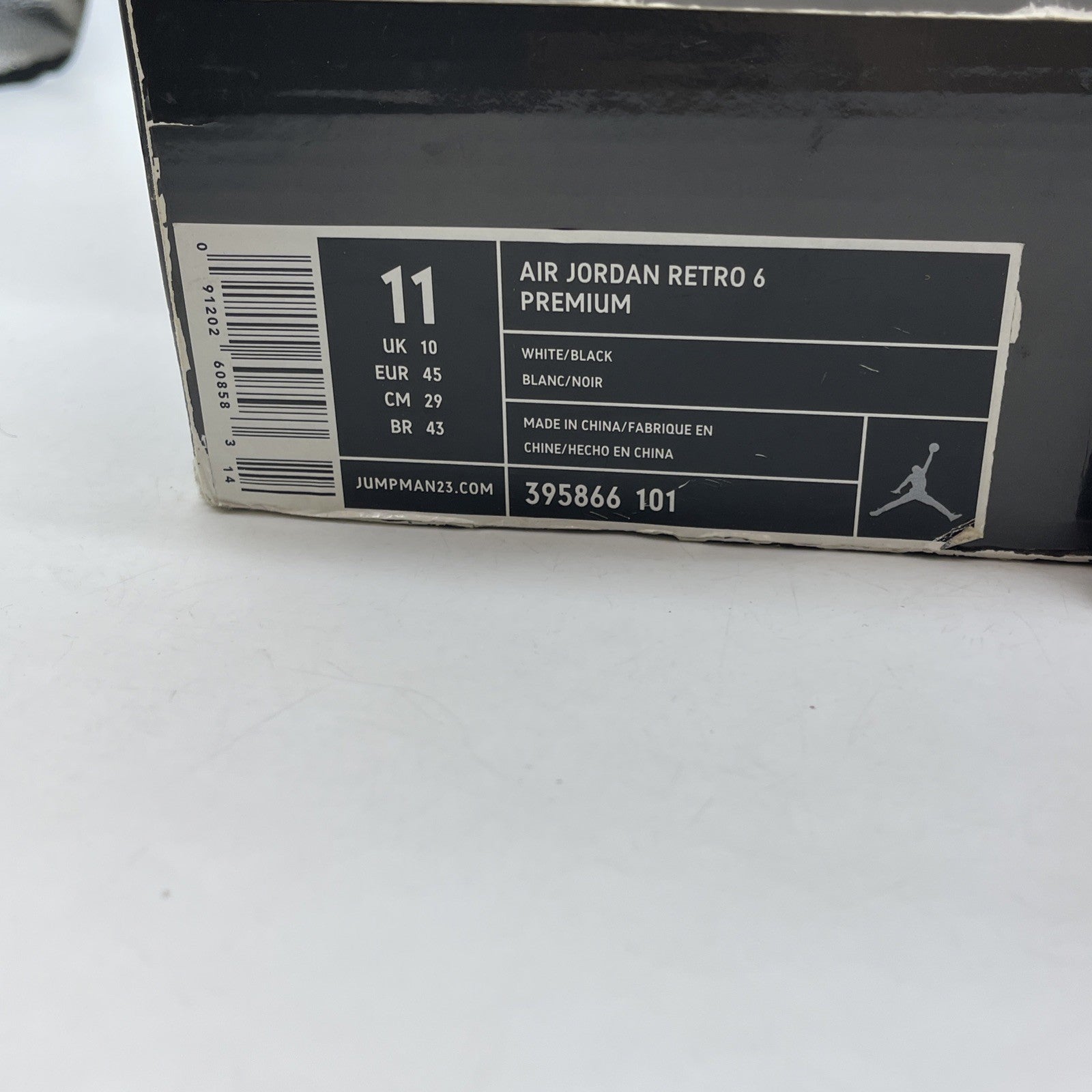 Size 11 - Air Jordan 6 Retro Premium Motorsports White Leather (395866-101)