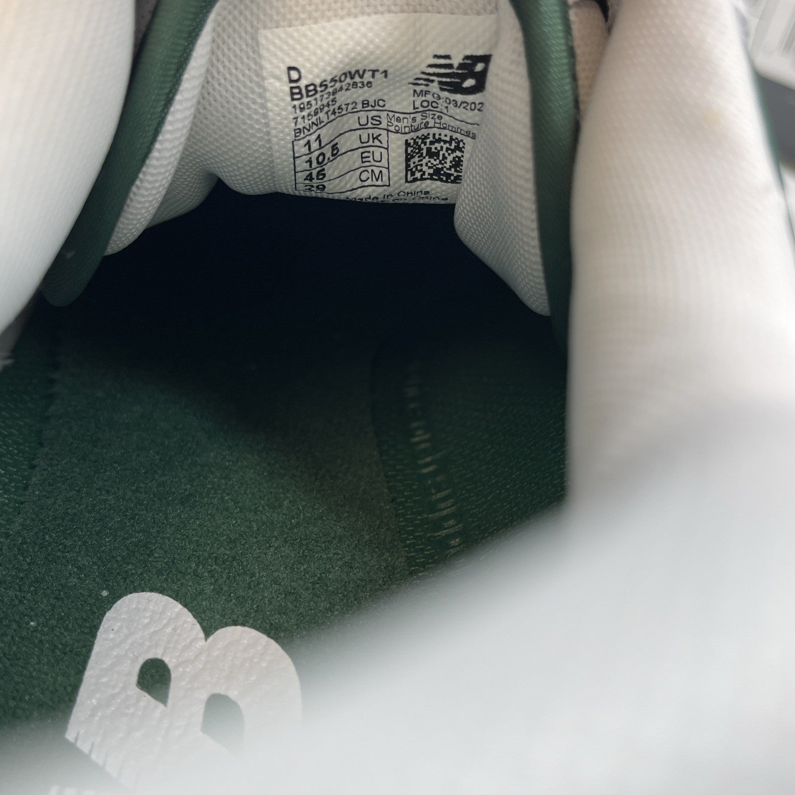 Size 10 - New Balance 550 White 2021 Green Grey Suede Leather (BB550WT1)