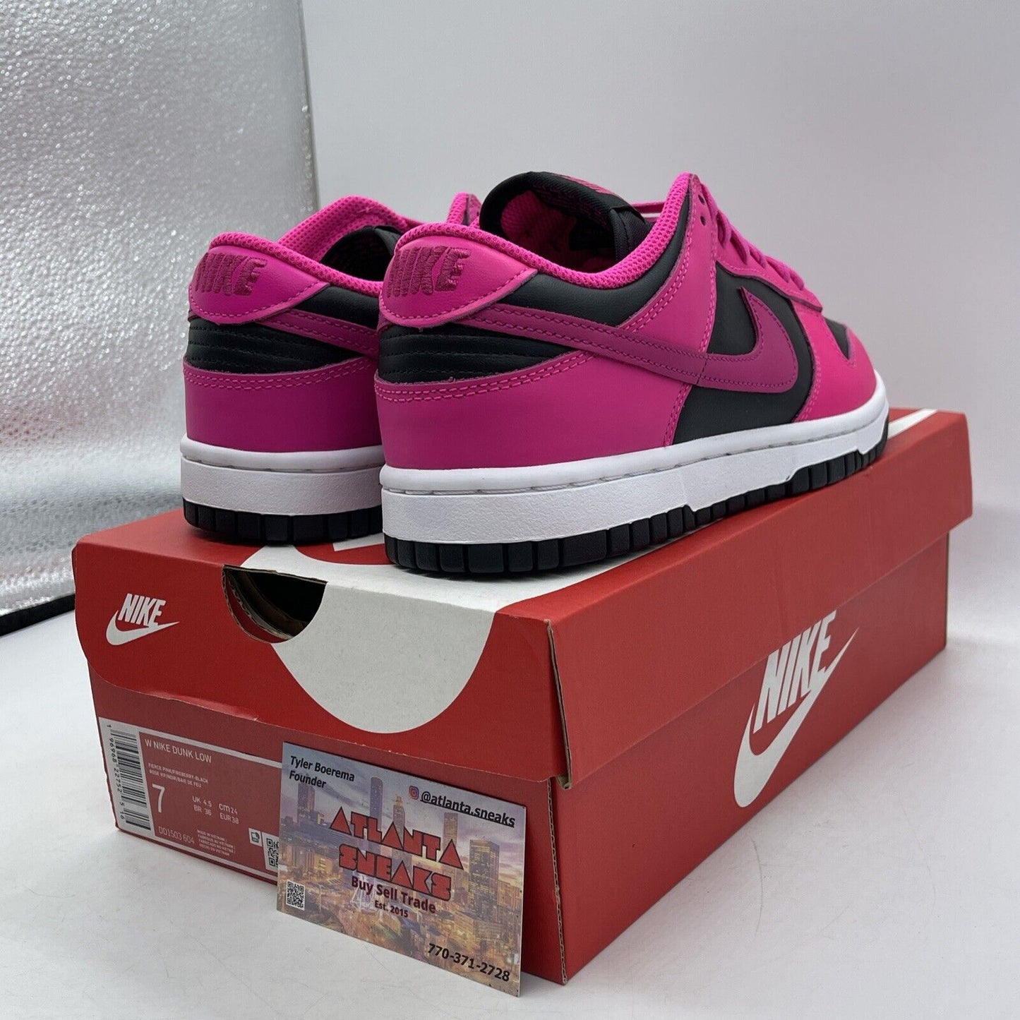 Size 7W - Nike Dunk Low Fierce Pink Black White Leather (DD1503-604)