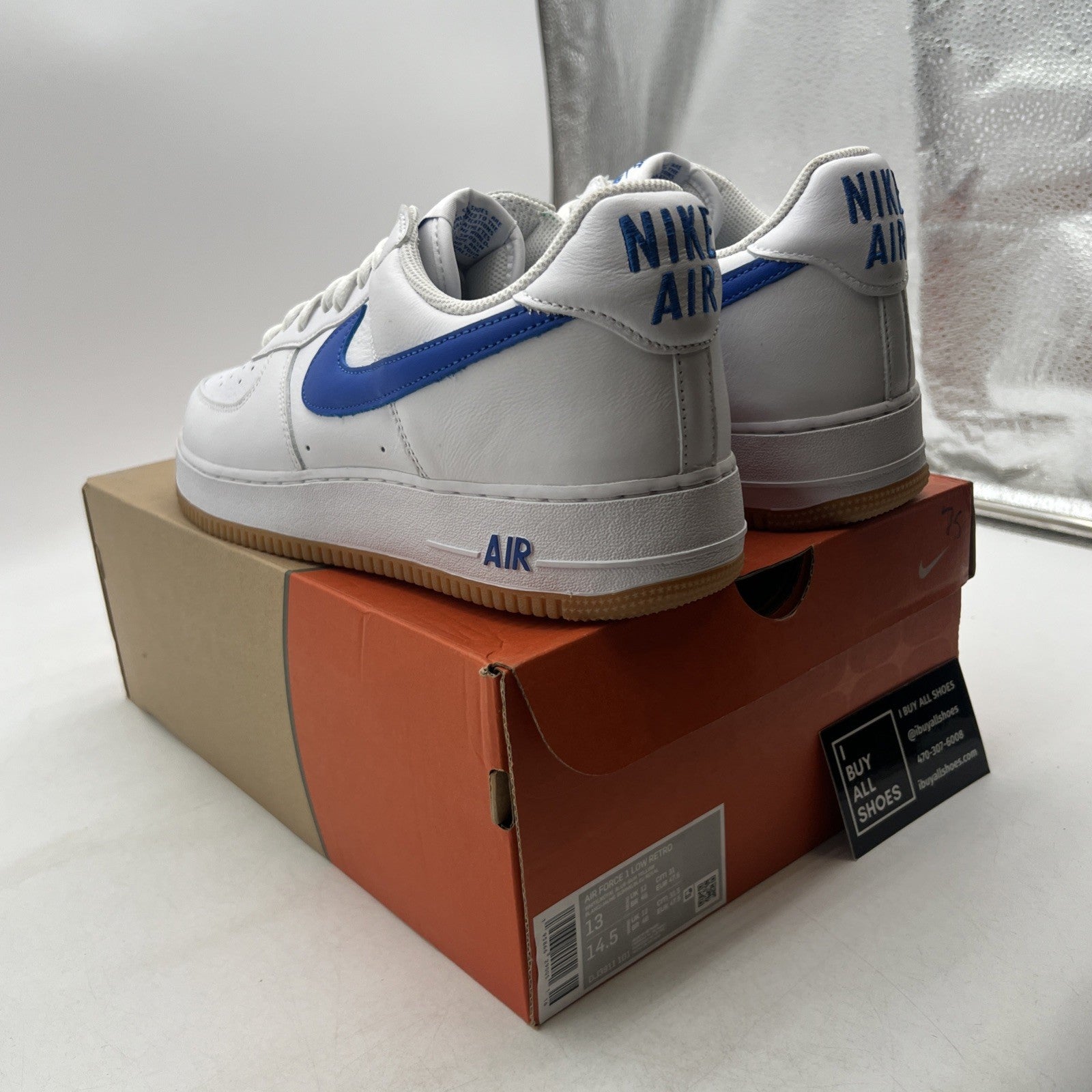 Size 13 -Nike Air Force 1 Low Color of the Month - White Royal Blue (DJ3911-101)