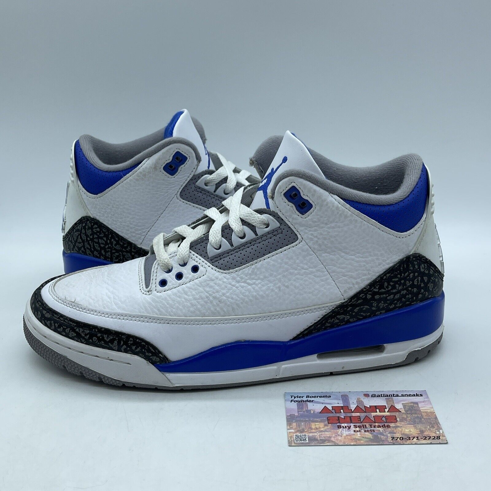 Size 9.5 - Jordan 3 Retro Mid Racer Blue Black White Leather (CT8532-145)