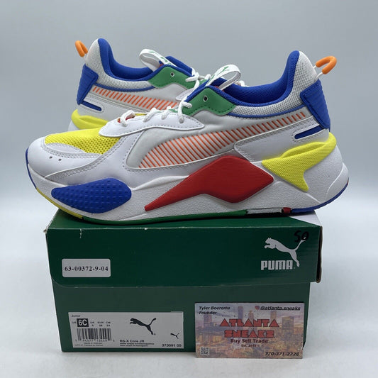 Size 6C - Puma RS-X Jr White Multi Color White Blue Leather Suede (373091-05)