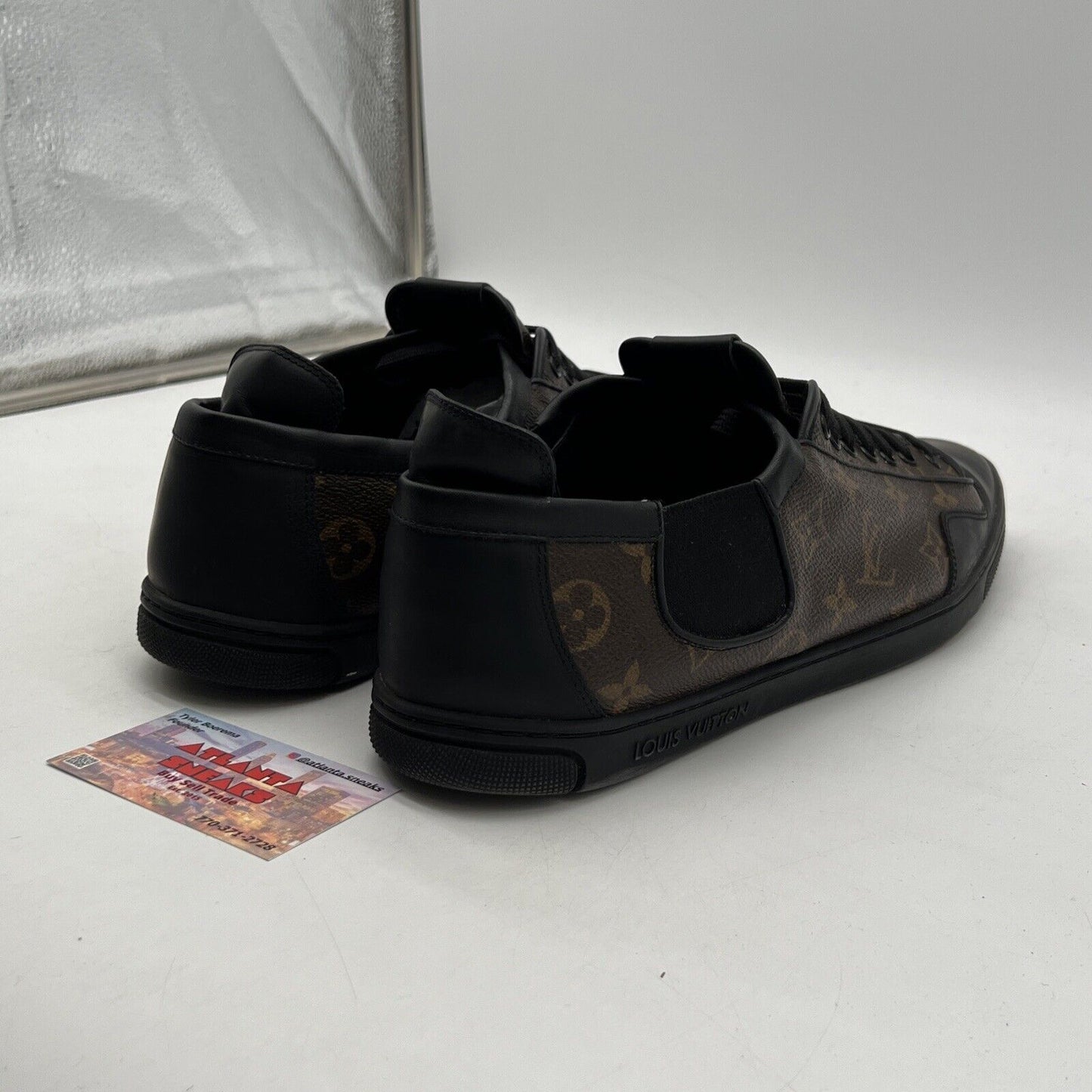 Size 13 -Louis Vuitton Brown/Black Monogram Canvas and Leather Match Up Low Top