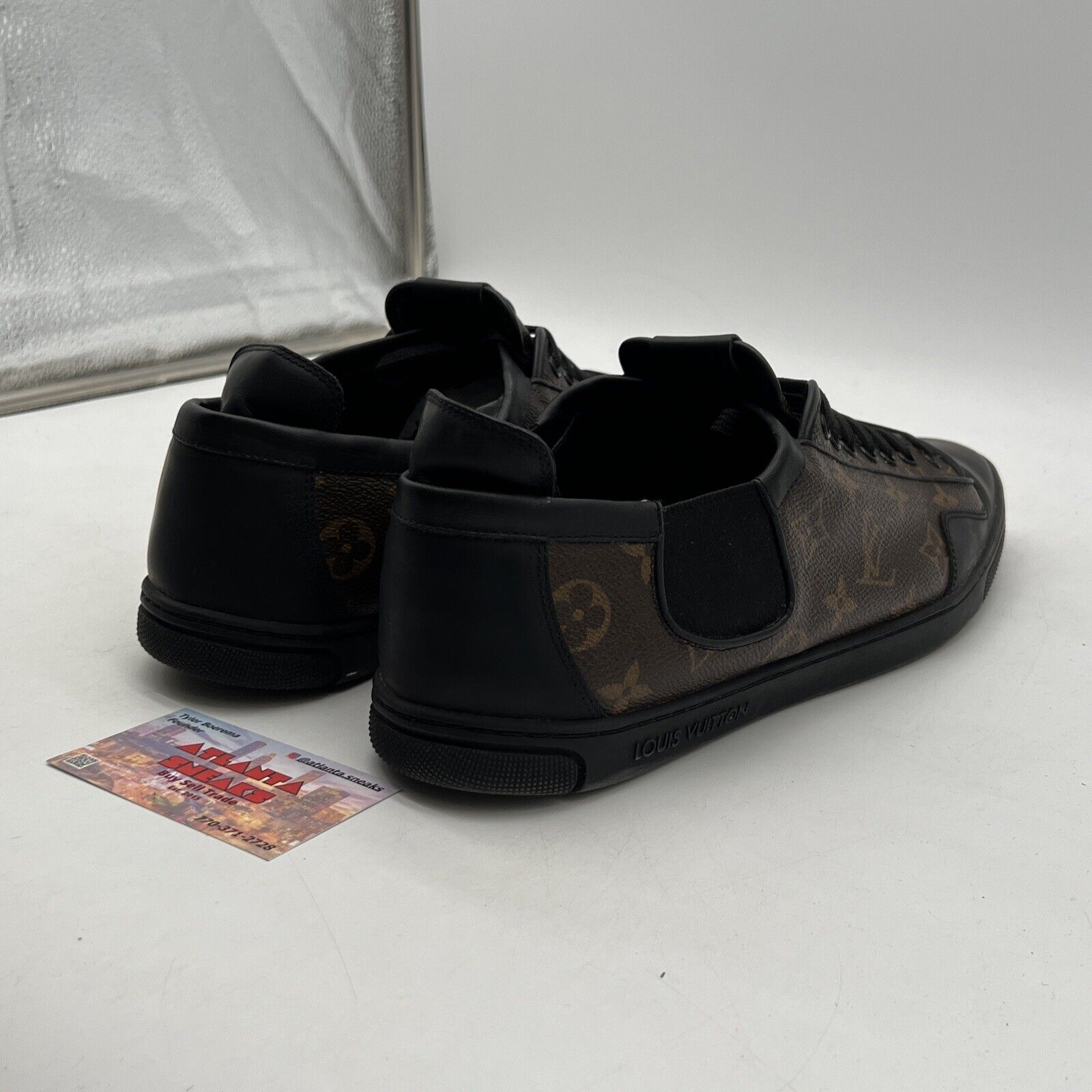 Size 13 -Louis Vuitton Brown/Black Monogram Canvas and Leather Match Up Low Top
