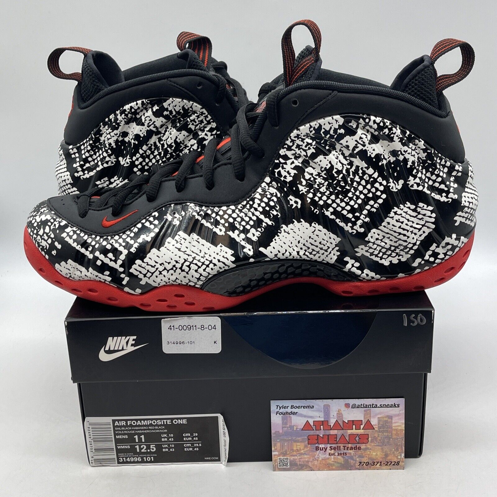 Size 11 - Nike Air Foamposite One Albino Snakeskin Black Leather (314996-101)