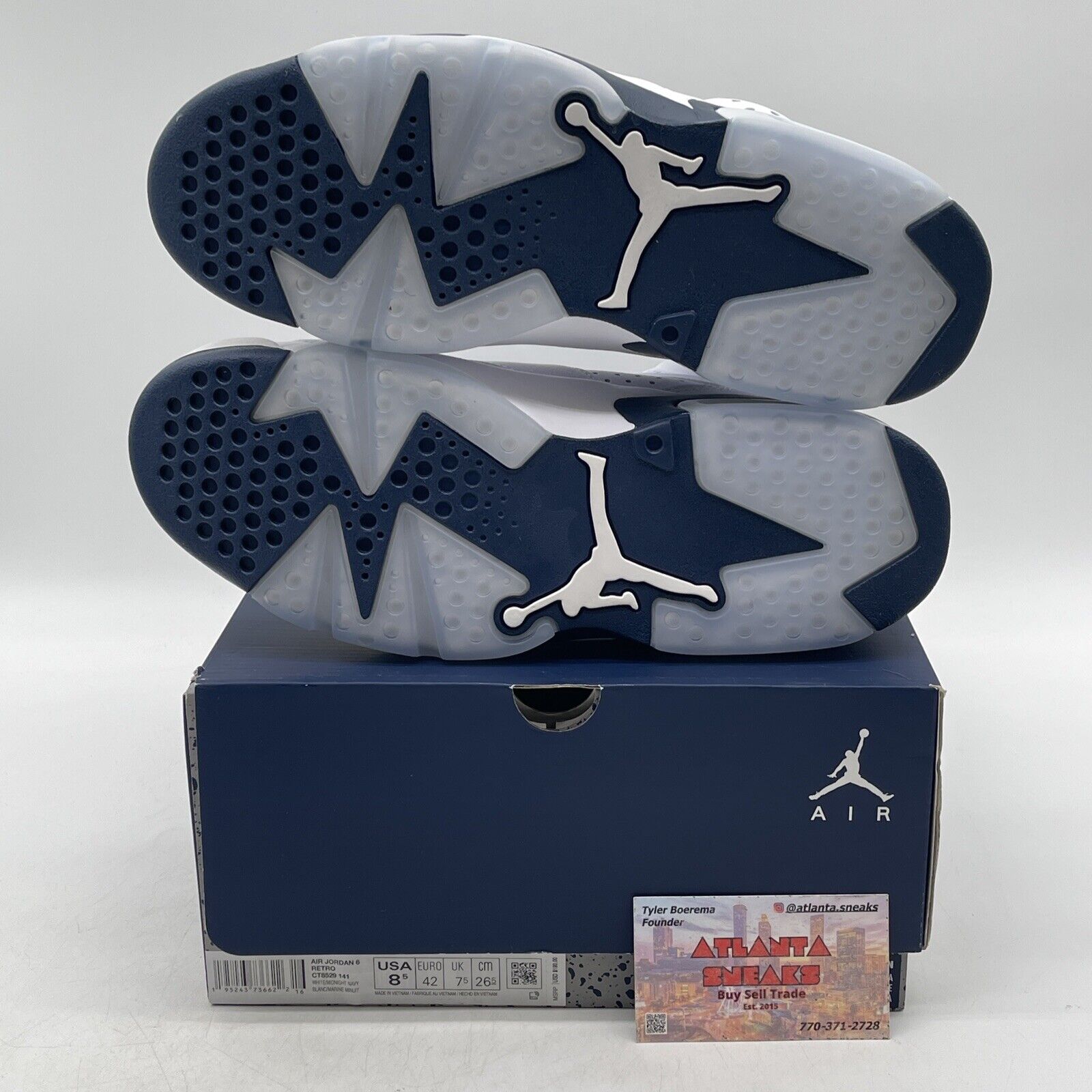 Size 8.5 - Jordan 6 Retro Midnight Navy White Leather (CT8529-141)