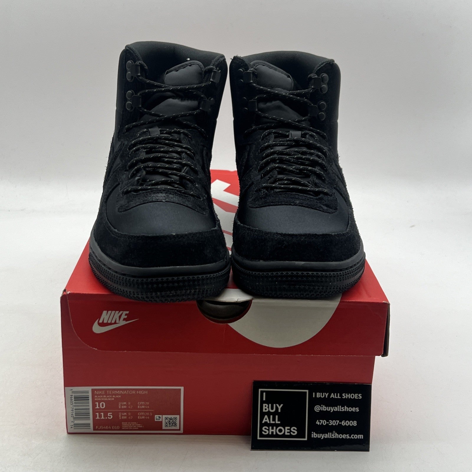 Size 10 - Nike Terminator High Boot Shoe Triple Black Sneaker (FJ5464-010)