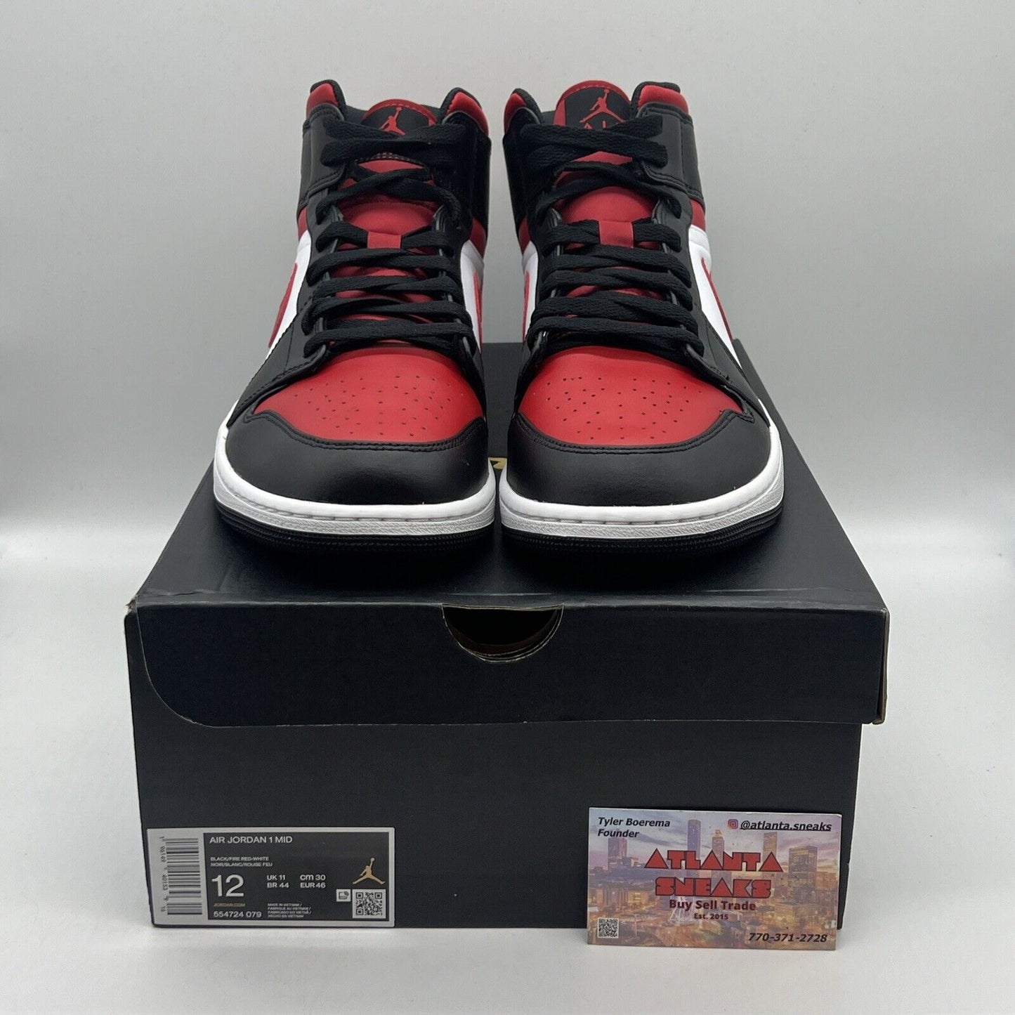 Size 12 - Jordan 1 Mid Bred Toe Brand New Og All