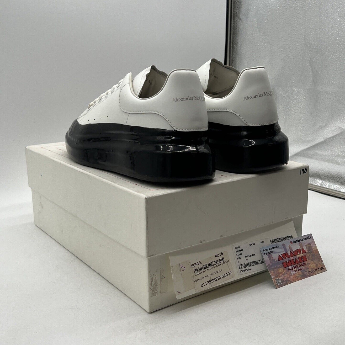 Size 9.5 - Alexander McQueen Oversized Sneaker White Black (645864-WHZ4M-9061)