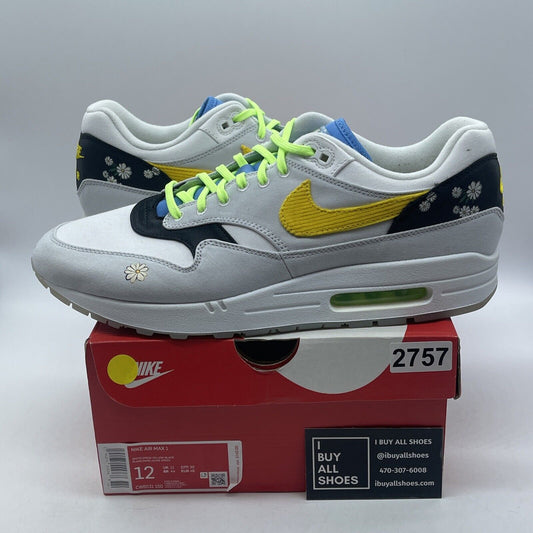 Size 12 - Nike Air Max 1 Daisy White Grey Yellow Suede (CW6031-100)
